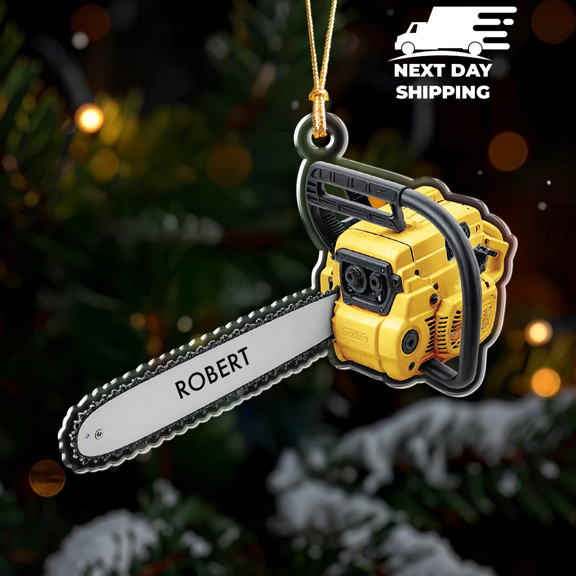 Personalized Mini Chainsaw Arborist Ornament — Custom Name Acrylic Christmas Keepsake 4 - MeasureMason Personalized Mini Chainsaw Arborist Ornament — Custom Name Acrylic Christmas Keepsake 4