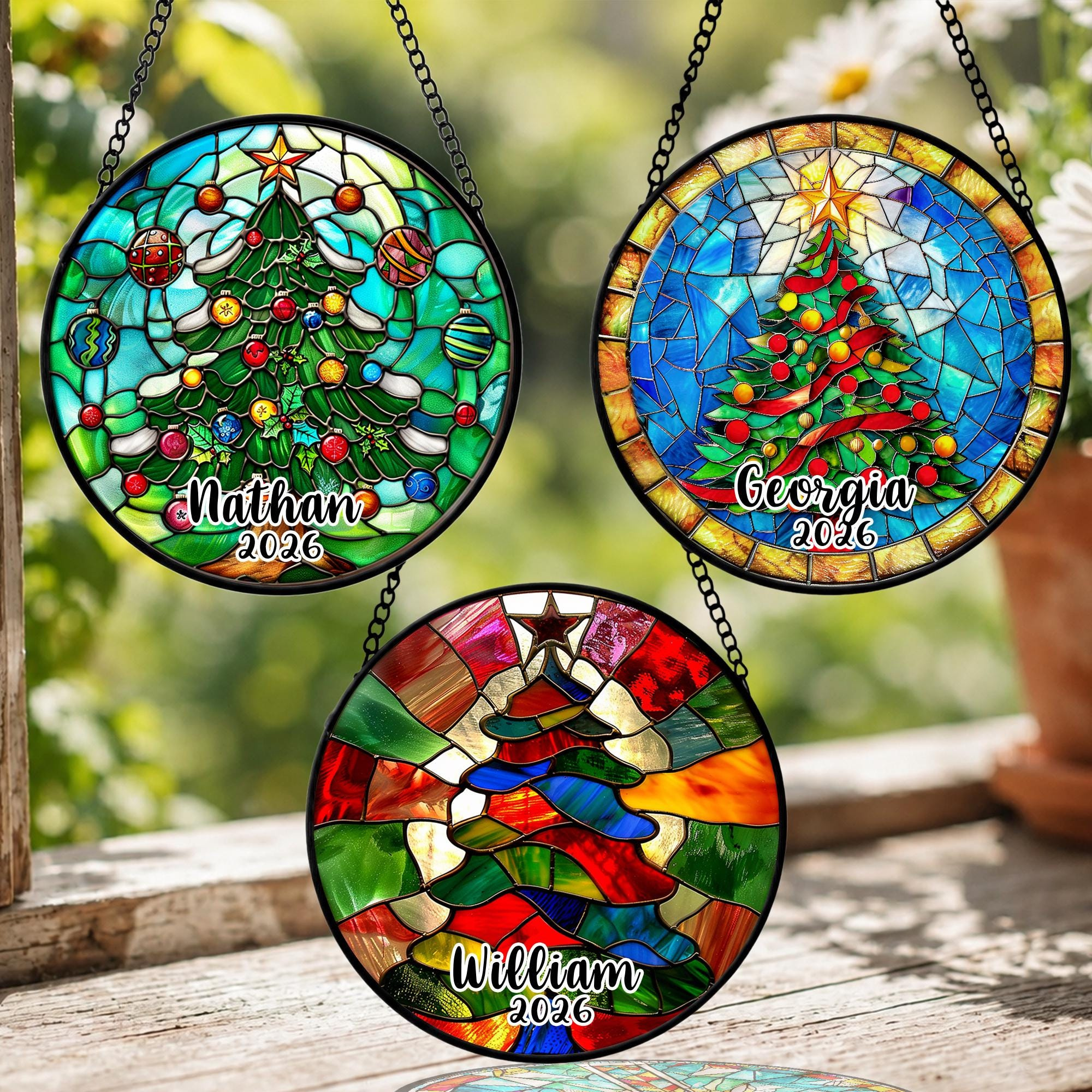Personalized Christmas Tree Suncatcher Ornament 2026 3 - MeasureMason Personalized Christmas Tree Suncatcher Ornament 2026 3