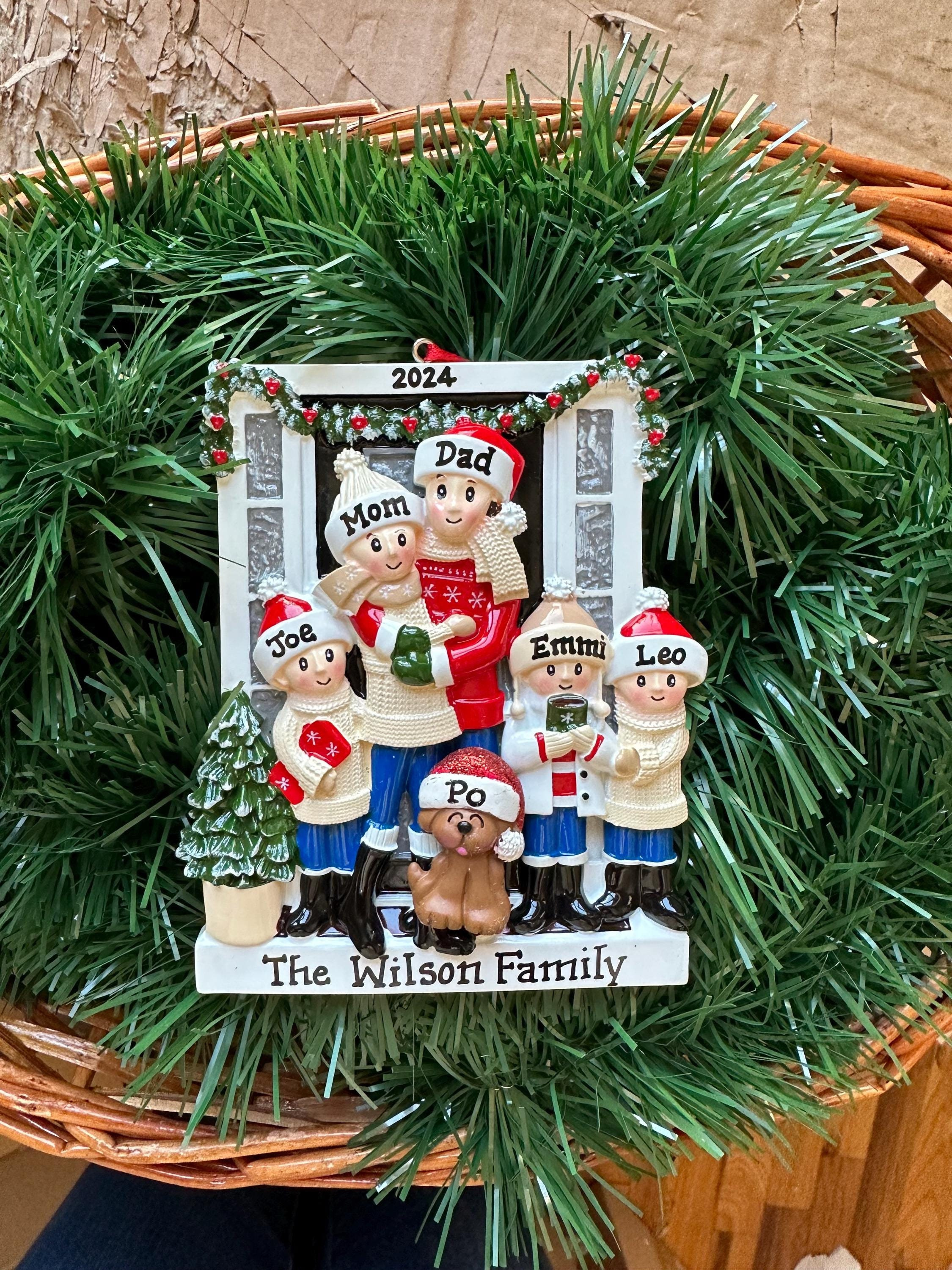 Personalized Farmhouse Family of 5 Christmas Ornament - Real Estate Neighbor Gift with Optional Dog or Cat