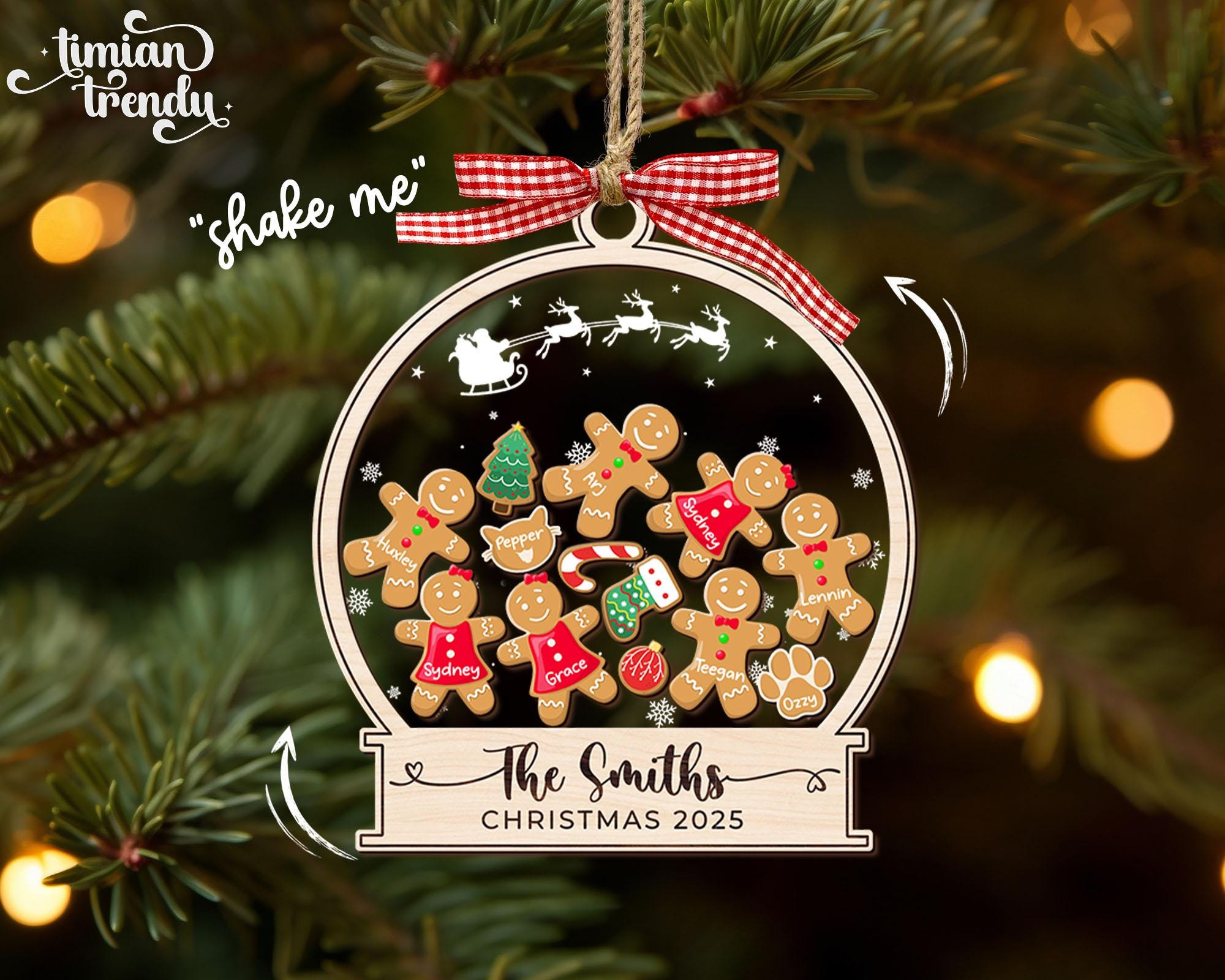 Personalized Family Gingerbread Ornament 2025, Custom Christmas Ornament With Pets, 4D Shaker Cookie Keepsake 2 - MeasureMason Personalized Family Gingerbread Ornament 2025, Custom Christmas Ornament With Pets, 4D Shaker Cookie Keepsake 2
