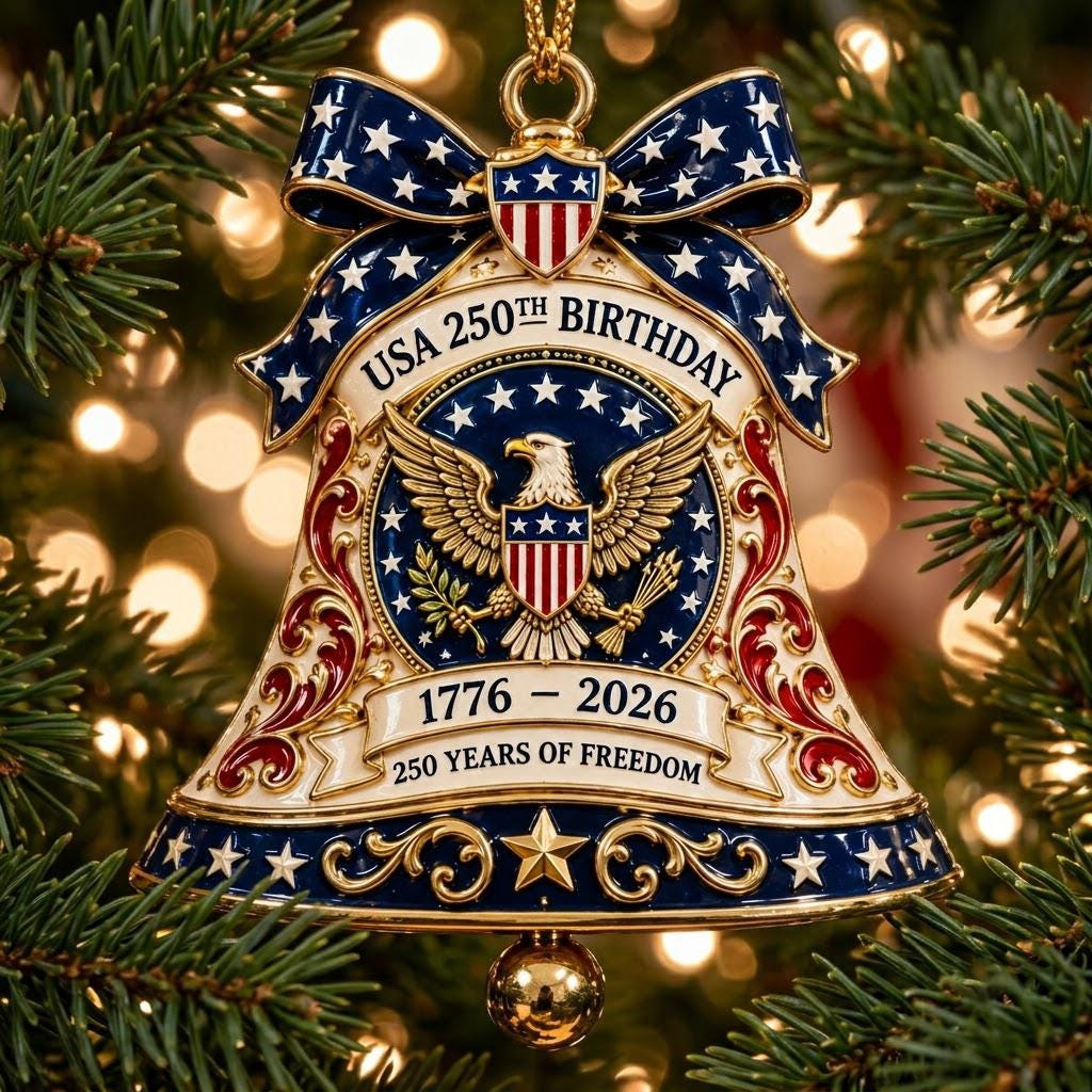 250th Anniversary America Ornament - USA Flag Patriotic Christmas Tree Decor, Acrylic & Wood Keepsake Gift 250th Anniversary America Ornament - USA Flag Patriotic Christmas Tree Decor, Acrylic & Wood Keepsake Gift