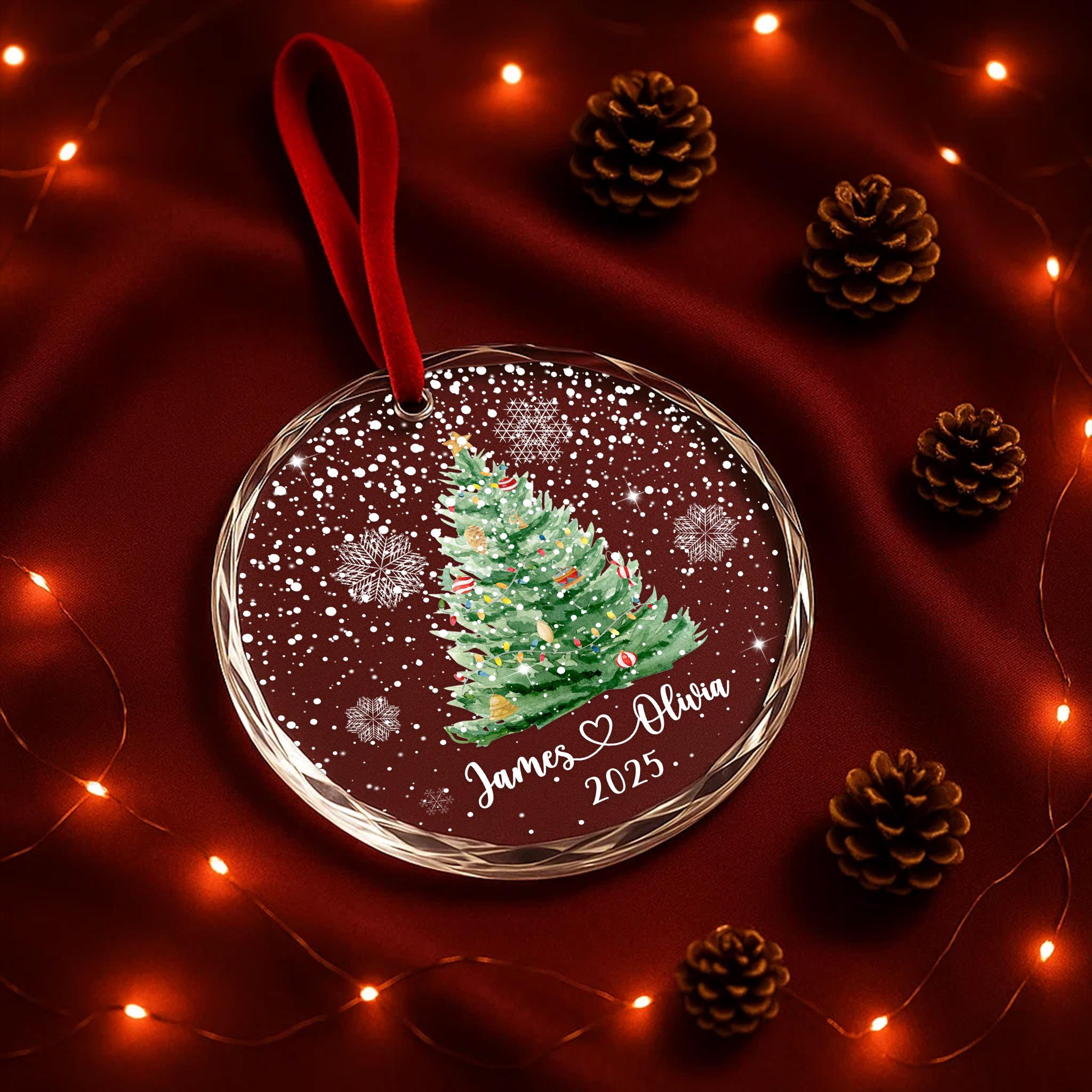Personalized Christmas Tree Ornament with Custom Couple Names & Year – Heart Glass Snowflake Holiday Keepsake 4 - MeasureMason Personalized Christmas Tree Ornament with Custom Couple Names & Year – Heart Glass Snowflake Holiday Keepsake 4