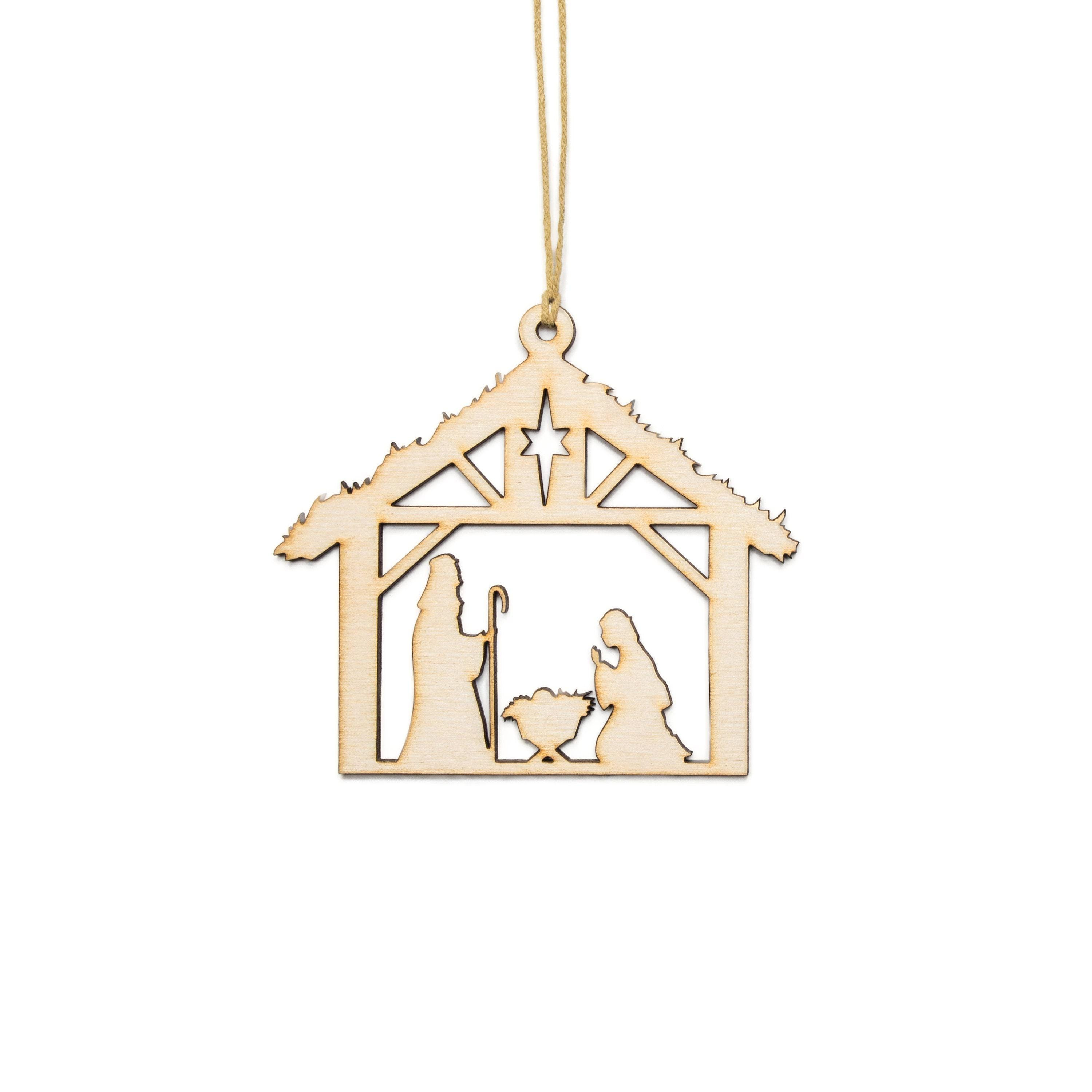 Laser Cut Wood Christmas Ornament - 1/8" Baltic Birch Plywood DIY Holiday Decoration 1 - MeasureMason Laser Cut Wood Christmas Ornament - 1/8" Baltic Birch Plywood DIY Holiday Decoration 1