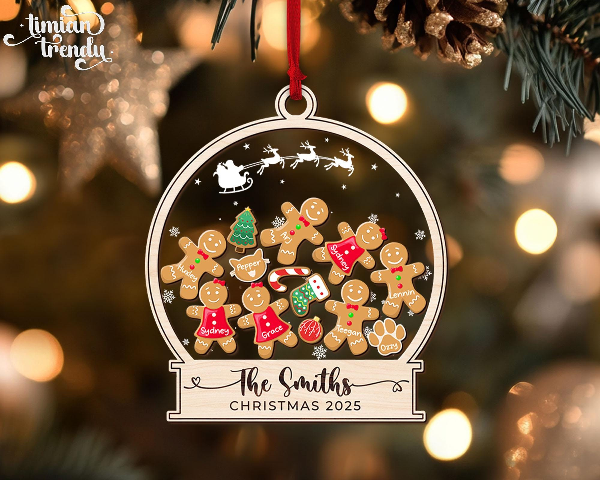 Personalized Family Gingerbread Ornament 2025, Custom Christmas Ornament With Pets, 4D Shaker Cookie Keepsake 4 - MeasureMason Personalized Family Gingerbread Ornament 2025, Custom Christmas Ornament With Pets, 4D Shaker Cookie Keepsake 4