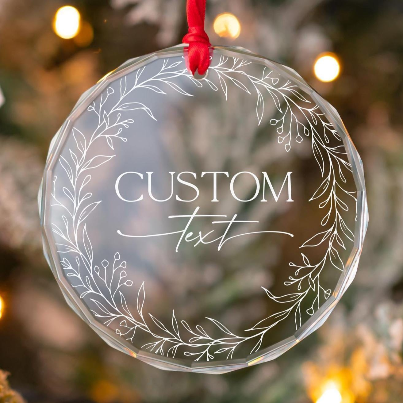 Custom Design Crystal Ornament - Personalized UV Printed Christmas Keepsake, Name or Quote Holiday Gift