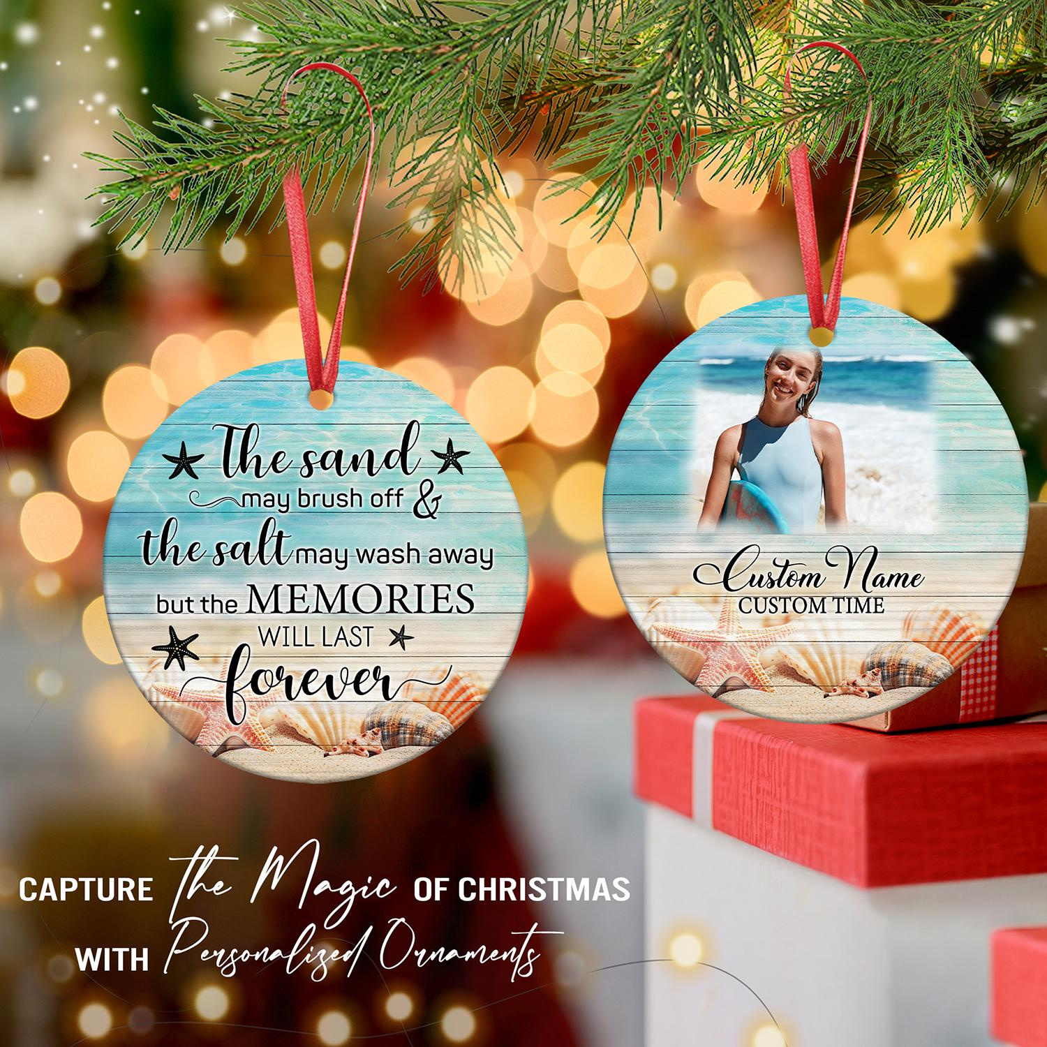 Personalized Beach Christmas Ornament - Custom Ceramic Family Vacation Keepsake, 3-Inch Holiday Xmas Tree Decoration Personalized Beach Christmas Ornament - Custom Ceramic Family Vacation Keepsake, 3-Inch Holiday Xmas Tree Decoration