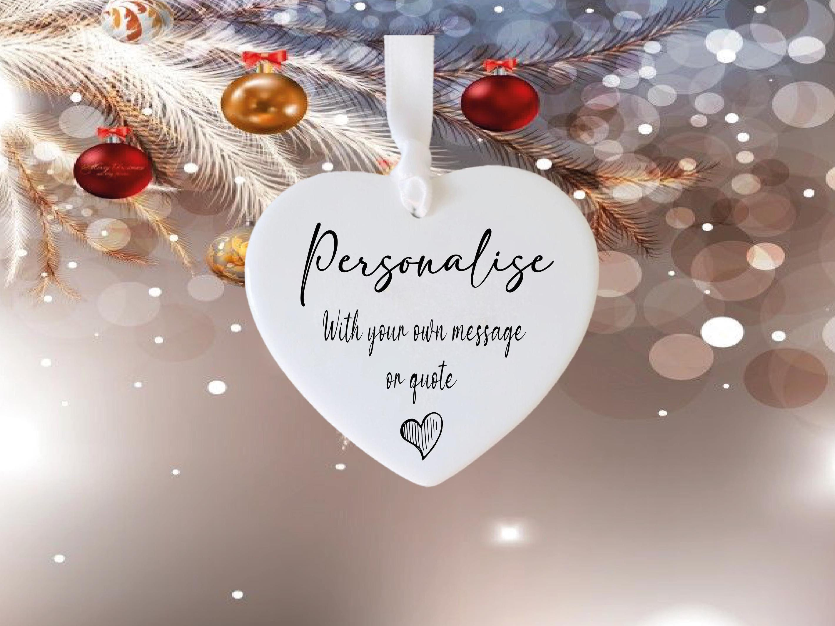 Custom Ceramic Heart Ornament with Personalized Text Gift