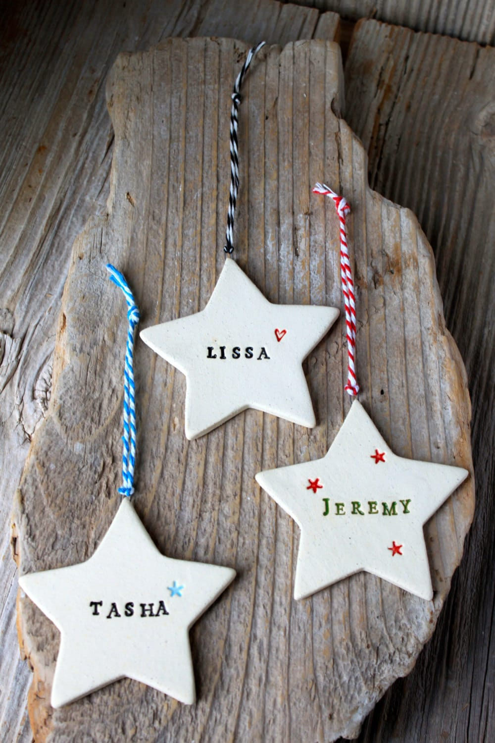 Personalized Star Pottery Ornament, Custom Christmas Tree Keepsake Personalized Star Pottery Ornament, Custom Christmas Tree Keepsake