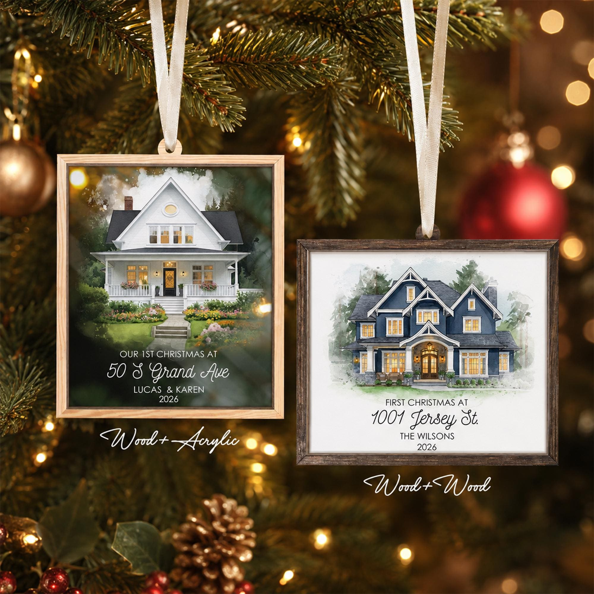 Personalized 2 Layer House Portrait Ornament Custom Photo New Home Christmas Gift Keepsake Personalized 2 Layer House Portrait Ornament Custom Photo New Home Christmas Gift Keepsake