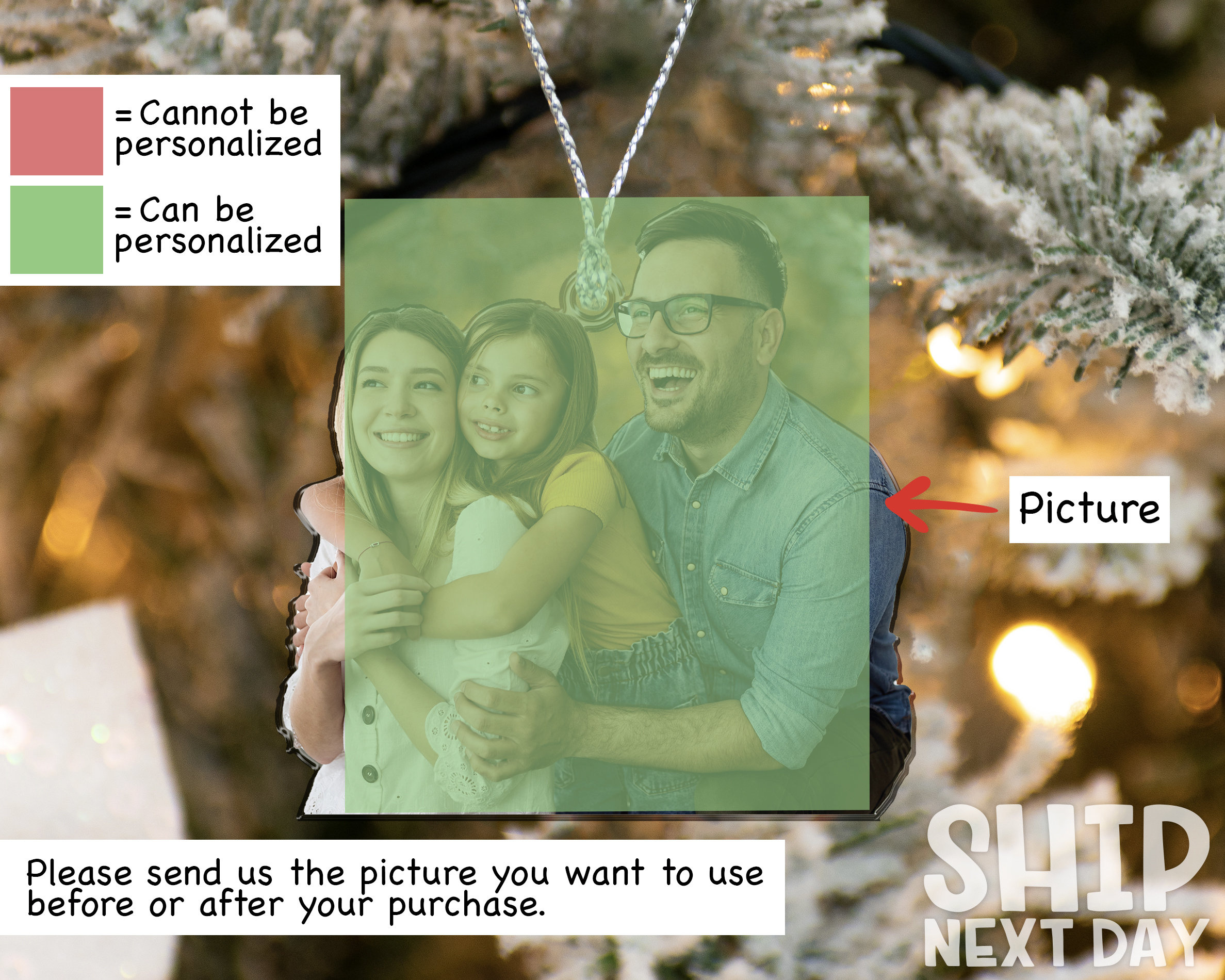 Personalized Acrylic Christmas Family Photo Ornament, Custom Holiday Tree Decor Keepsake 3 - MeasureMason Personalized Acrylic Christmas Family Photo Ornament, Custom Holiday Tree Decor Keepsake 3