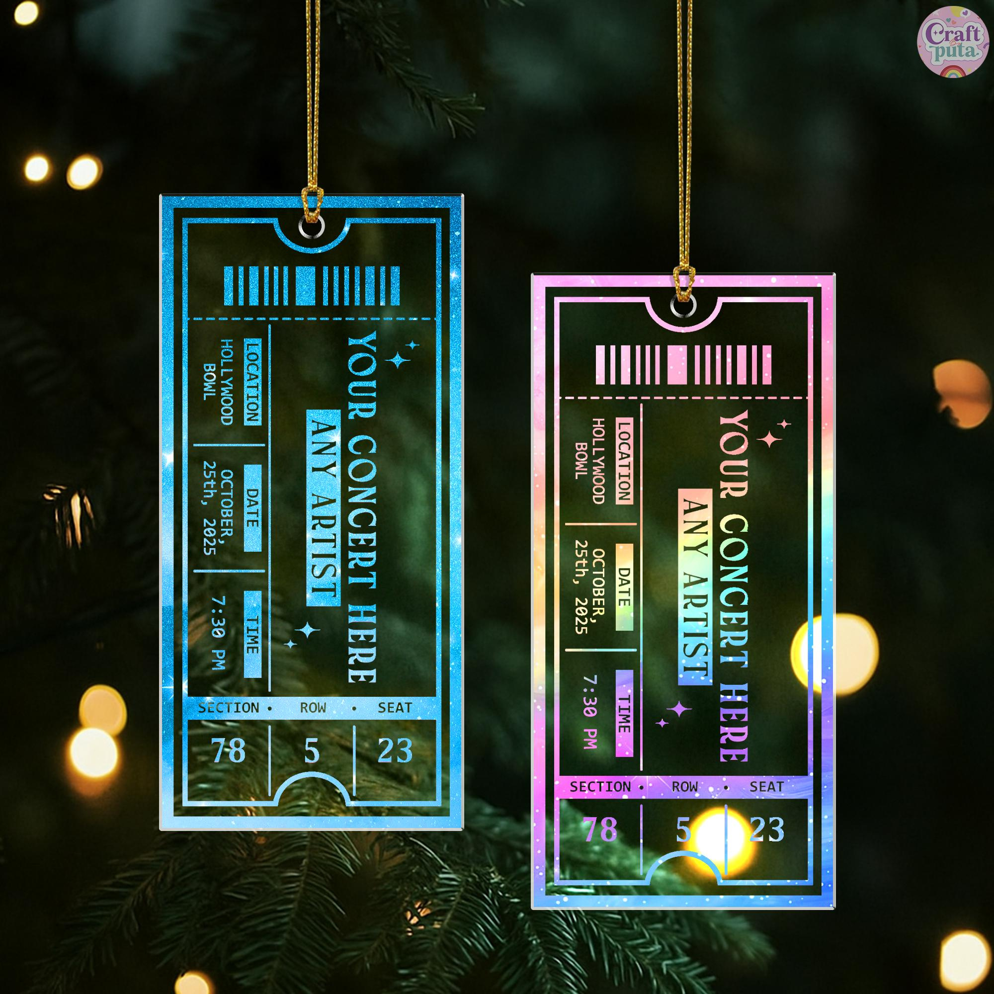 Personalized Concert Ticket Ornament Custom Acrylic Music Keepsake Christmas Gift Personalized Concert Ticket Ornament Custom Acrylic Music Keepsake Christmas Gift