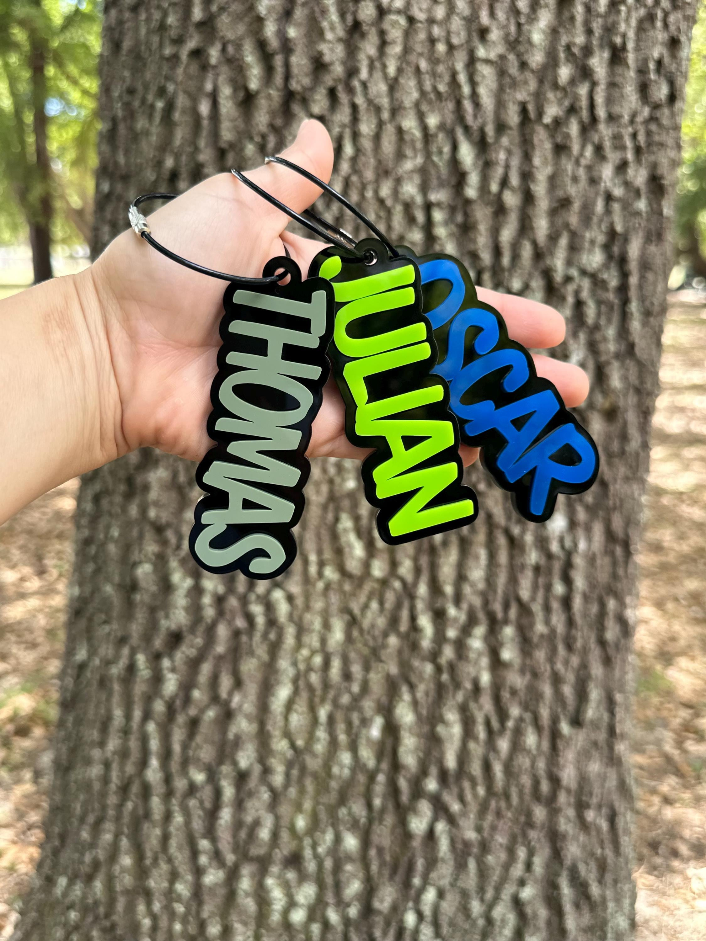 Personalized Acrylic Keychain - Custom Kids Name Tag for Backpack, Lunch Box & Diaper Bag