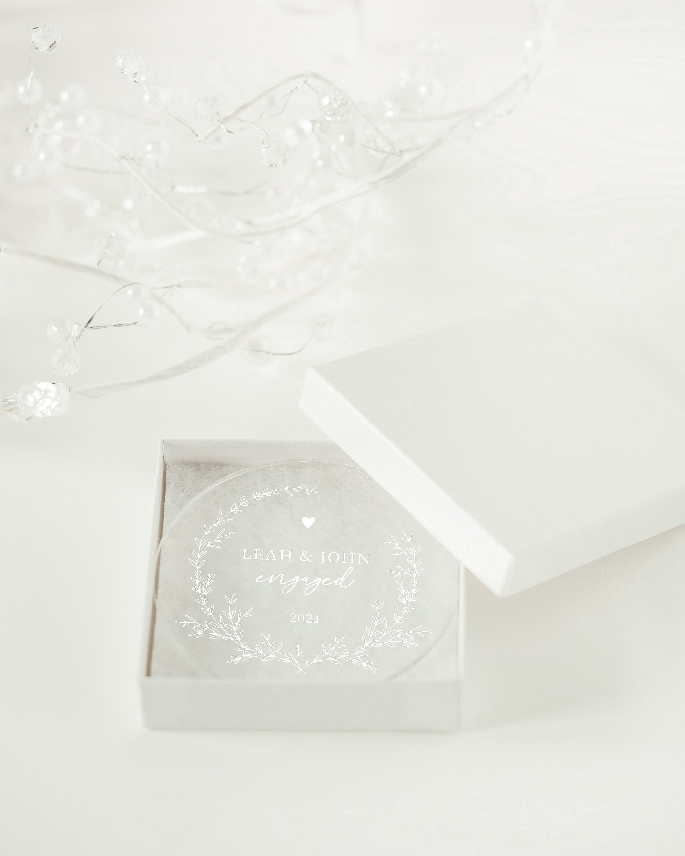 Personalized Engaged Ornament Clear Acrylic Our First Christmas Gift for Couple Engagement AO05 3 - MeasureMason Personalized Engaged Ornament Clear Acrylic Our First Christmas Gift for Couple Engagement AO05 3