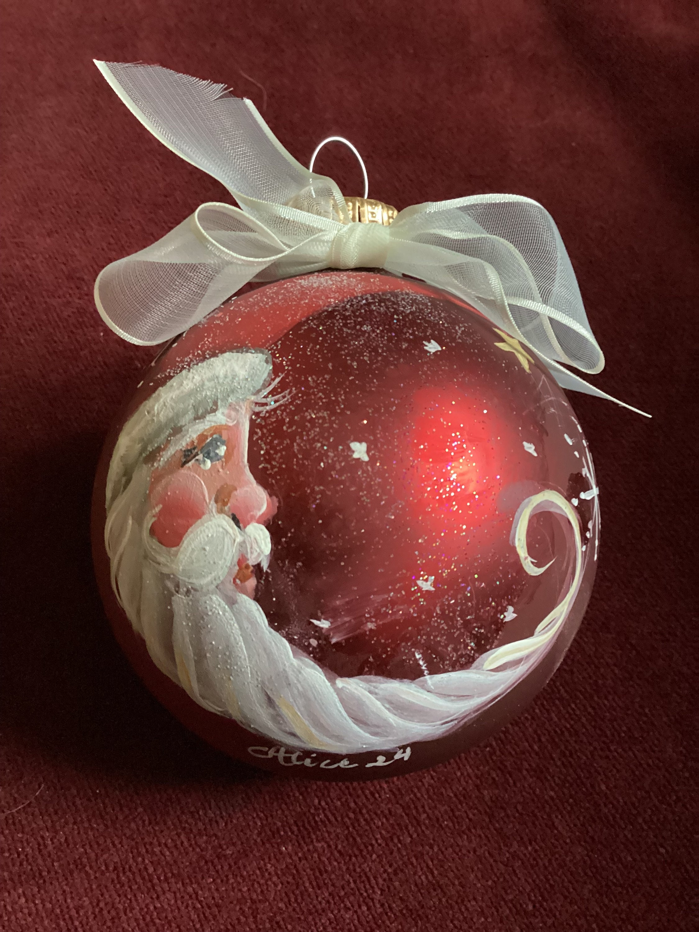 Hand Painted Glass Christmas Bulb Ornament with Moon Santa Design, Gift Box & Hanger - Personalized Holiday Decoration Hand Painted Glass Christmas Bulb Ornament with Moon Santa Design, Gift Box & Hanger - Personalized Holiday Decoration