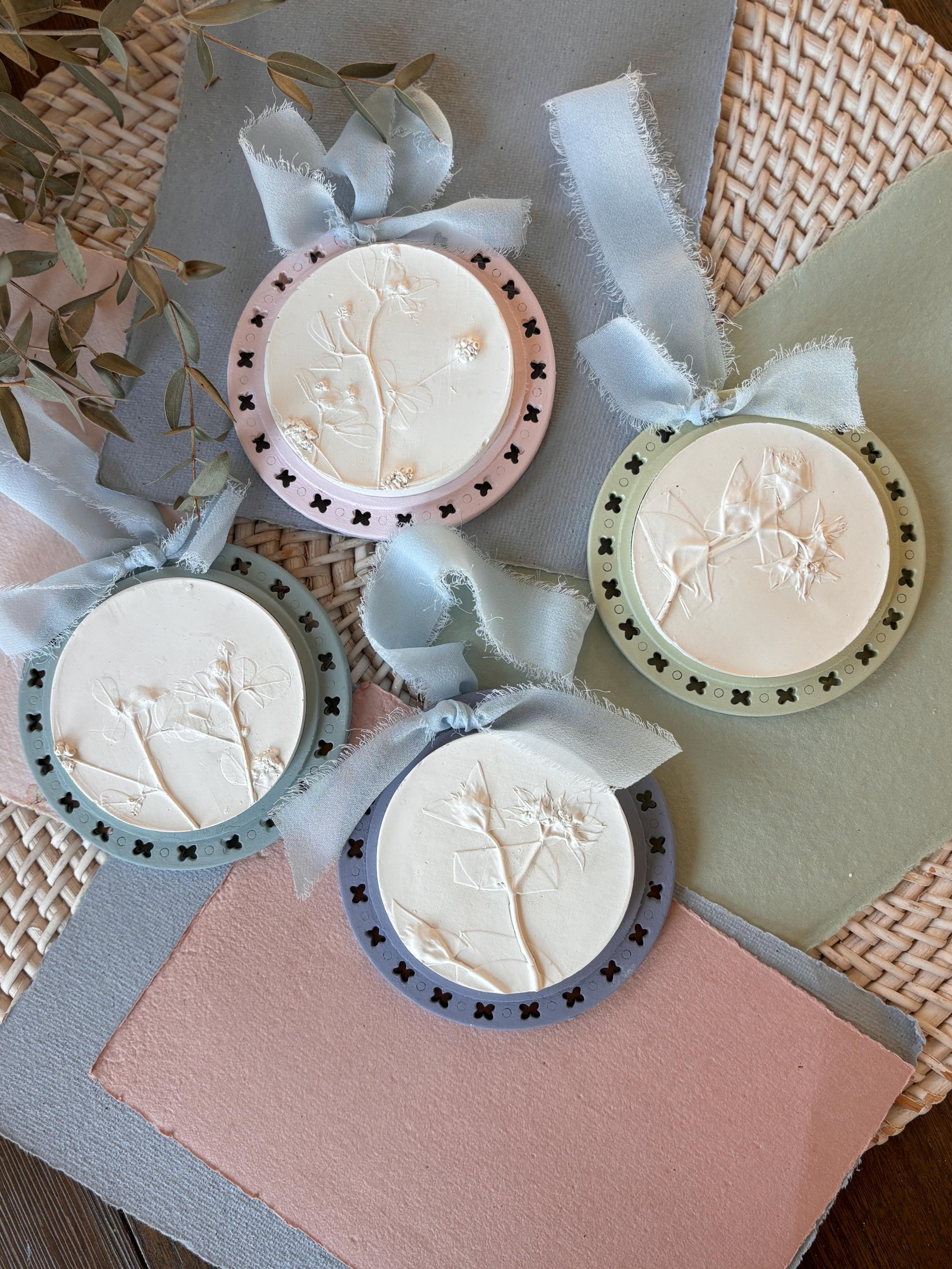 Handmade Floral Intaglio Christmas Ornament: Bas Relief Medallion 1 - MeasureMason Handmade Floral Intaglio Christmas Ornament: Bas Relief Medallion 1