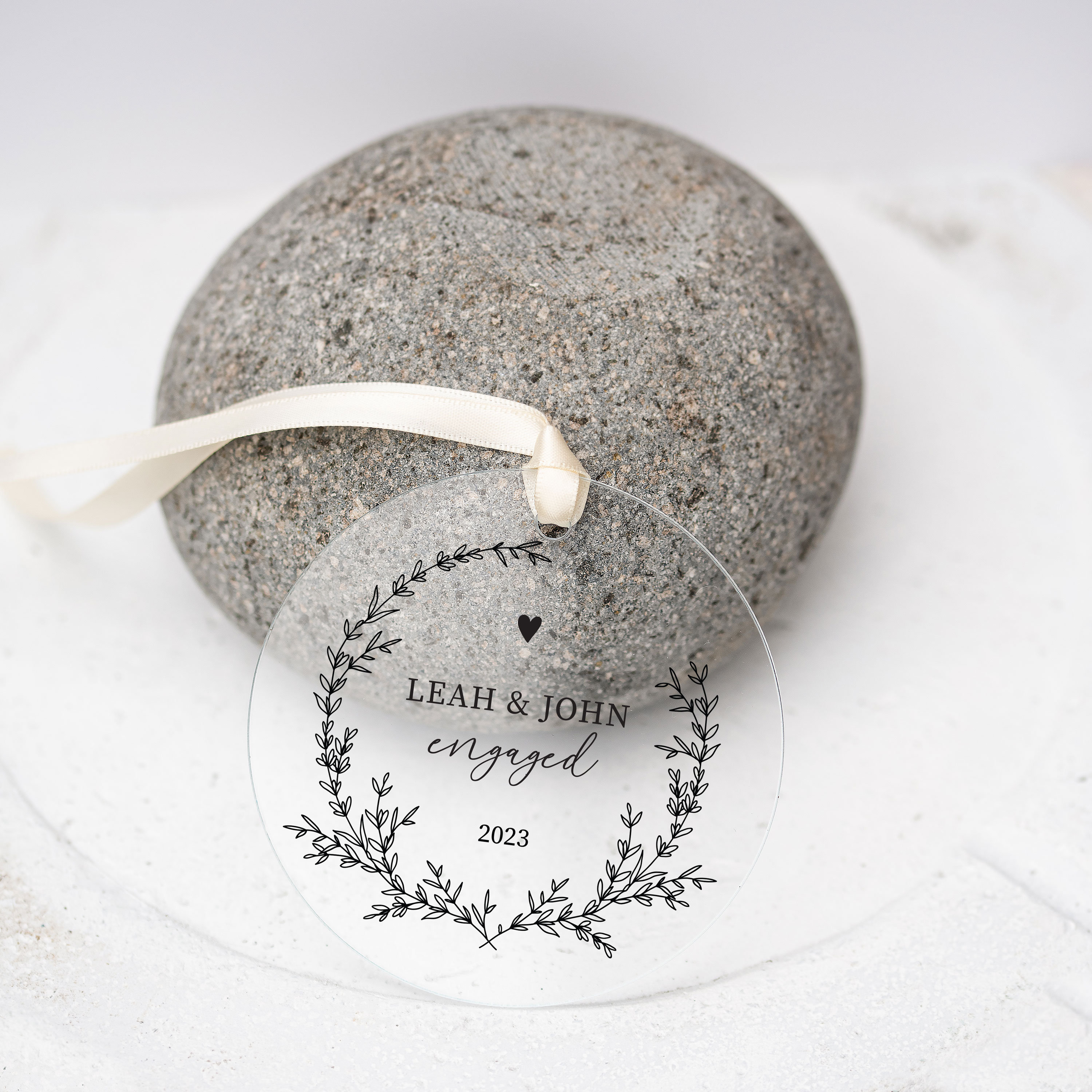 Personalized Engaged Ornament Clear Acrylic Our First Christmas Gift for Couple Engagement AO05 2 - MeasureMason Personalized Engaged Ornament Clear Acrylic Our First Christmas Gift for Couple Engagement AO05 2
