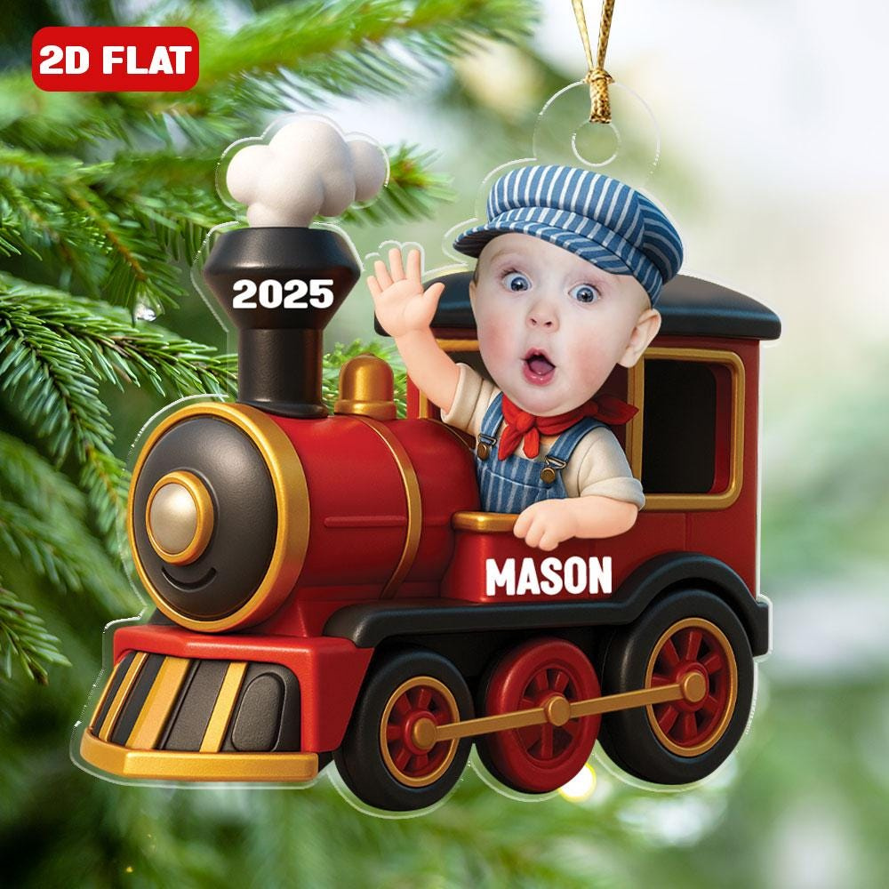 Personalized Railroader Photo Ornament - Custom Name Christmas Tree Decoration 1 - MeasureMason Personalized Railroader Photo Ornament - Custom Name Christmas Tree Decoration 1