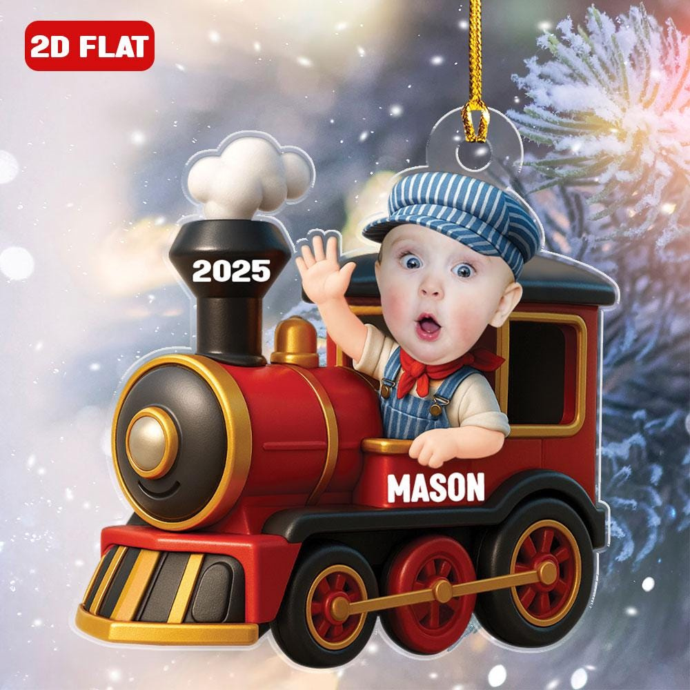 Personalized Railroader Photo Ornament - Custom Name Christmas Tree Decoration 2 - MeasureMason Personalized Railroader Photo Ornament - Custom Name Christmas Tree Decoration 2