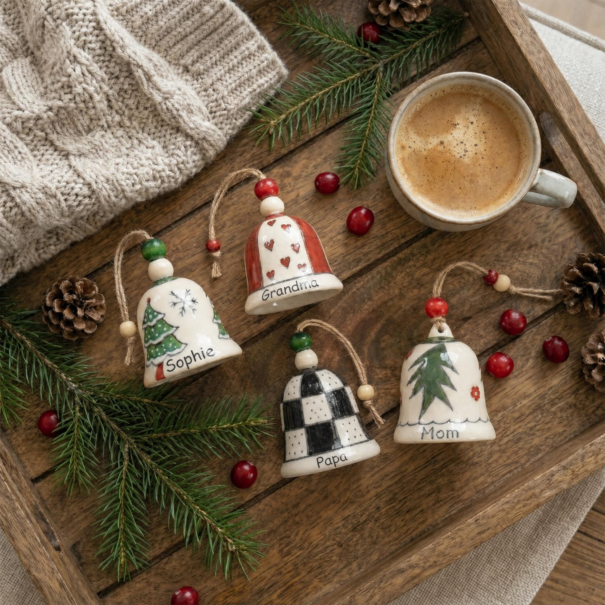 Personalized Ceramic Family Christmas Ornament - Custom Holiday Keepsake