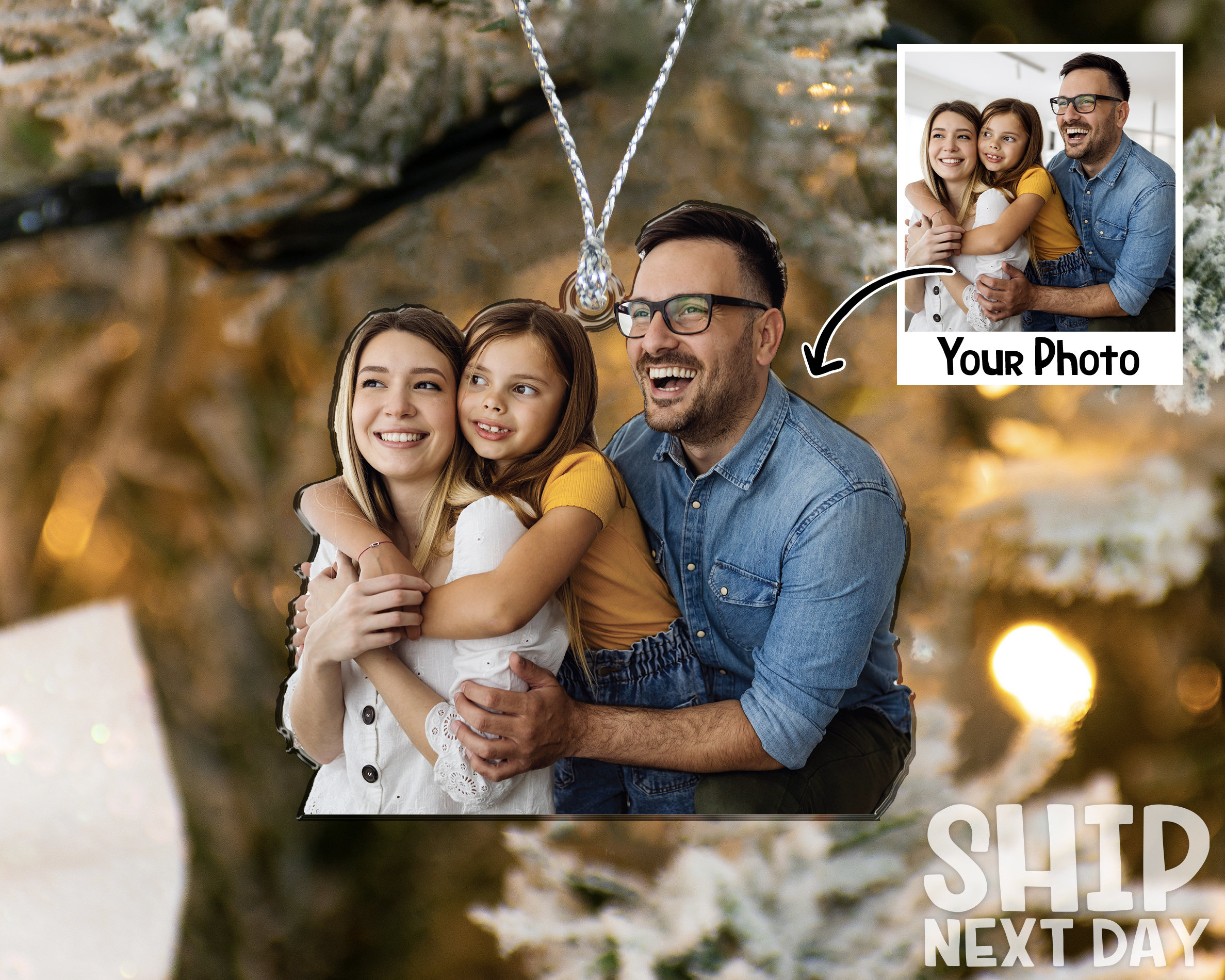 Personalized Acrylic Christmas Family Photo Ornament, Custom Holiday Tree Decor Keepsake 1 - MeasureMason Personalized Acrylic Christmas Family Photo Ornament, Custom Holiday Tree Decor Keepsake 1