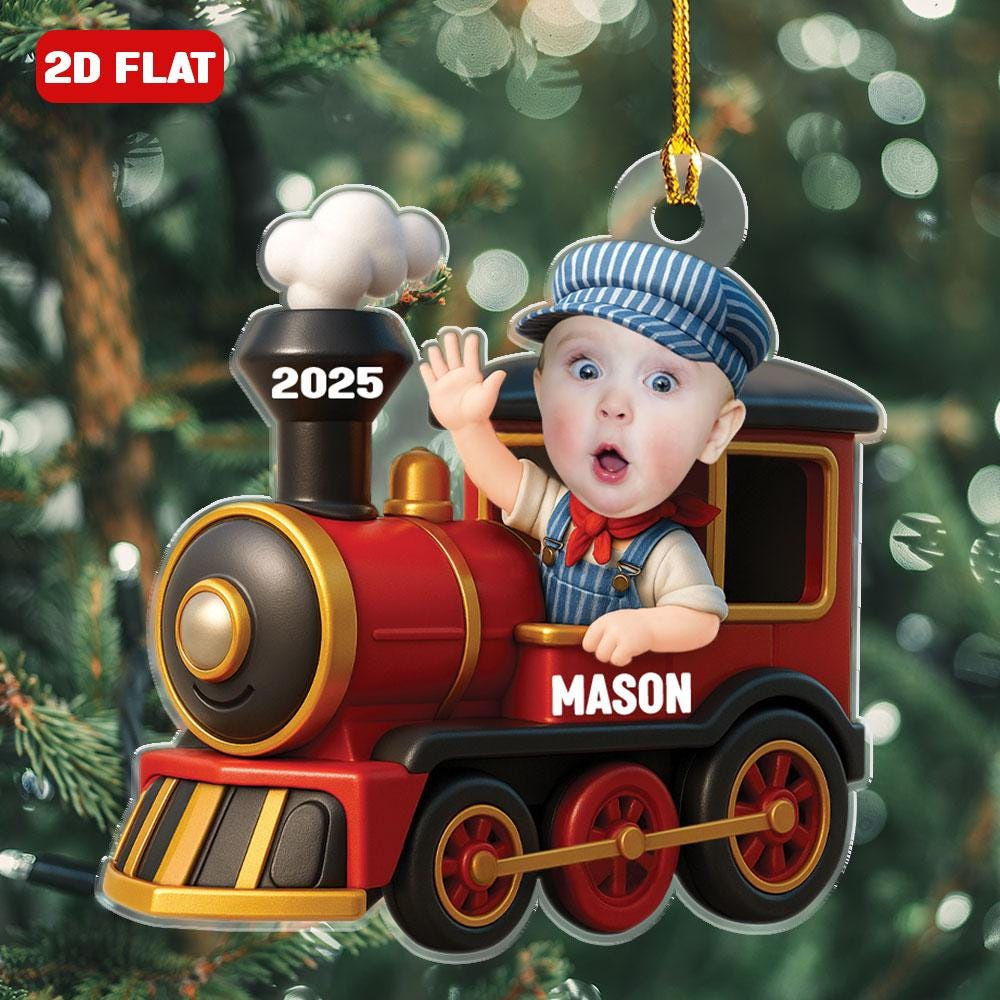 Personalized Railroader Photo Ornament - Custom Name Christmas Tree Decoration 4 - MeasureMason Personalized Railroader Photo Ornament - Custom Name Christmas Tree Decoration 4