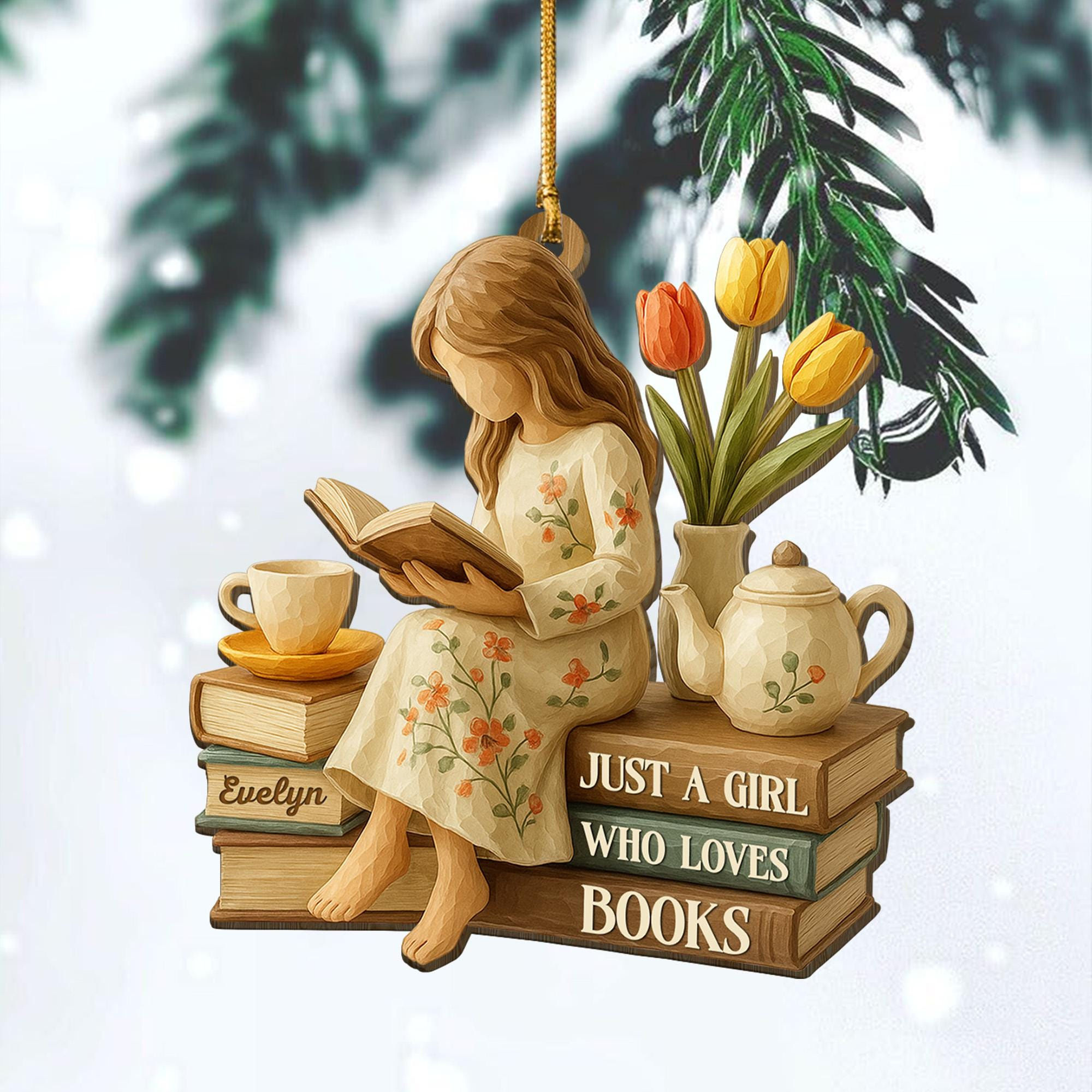 Personalized Just A Girl Who Loves Books 2D Flat Acrylic Ornament - Reading Gift For Book Lovers - Christmas Ornament Fo 1 - MeasureMason Personalized Just A Girl Who Loves Books 2D Flat Acrylic Ornament - Reading Gift For Book Lovers - Christmas Ornament Fo 1