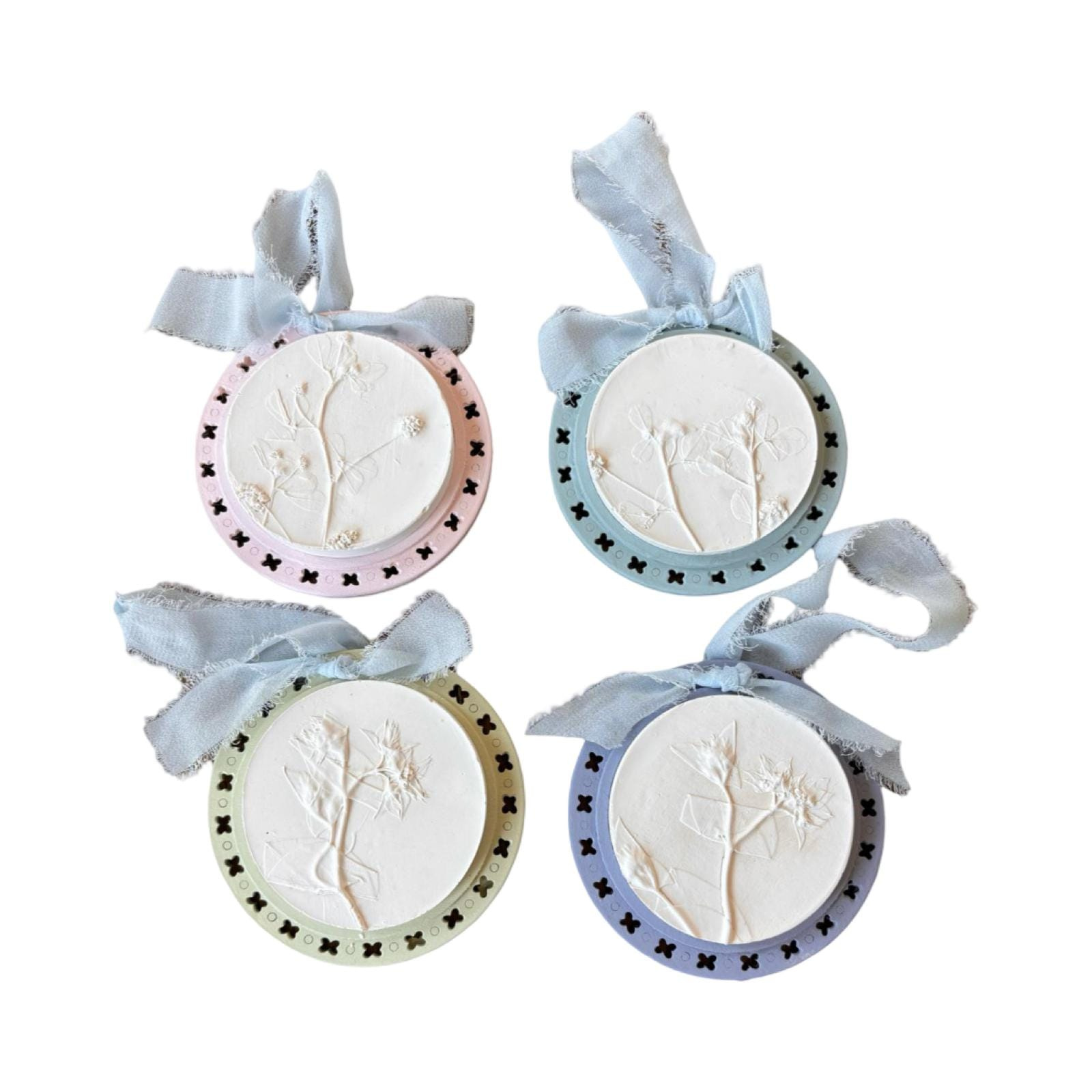 Handmade Floral Intaglio Christmas Ornament: Bas Relief Medallion Handmade Floral Intaglio Christmas Ornament: Bas Relief Medallion