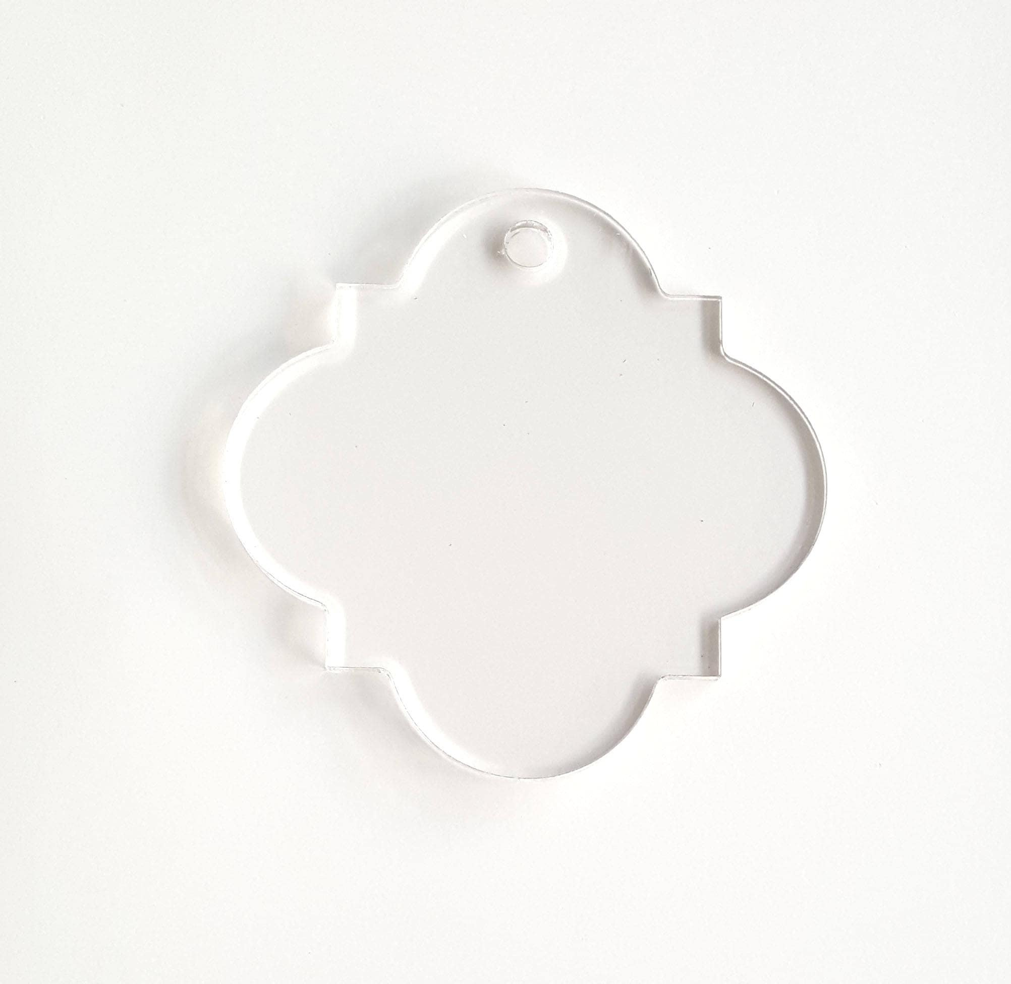25 Acrylic Quatrefoil Christmas Ornament Blanks 1/8" Thick Laser Cut Polished Edges Plexiglass 1