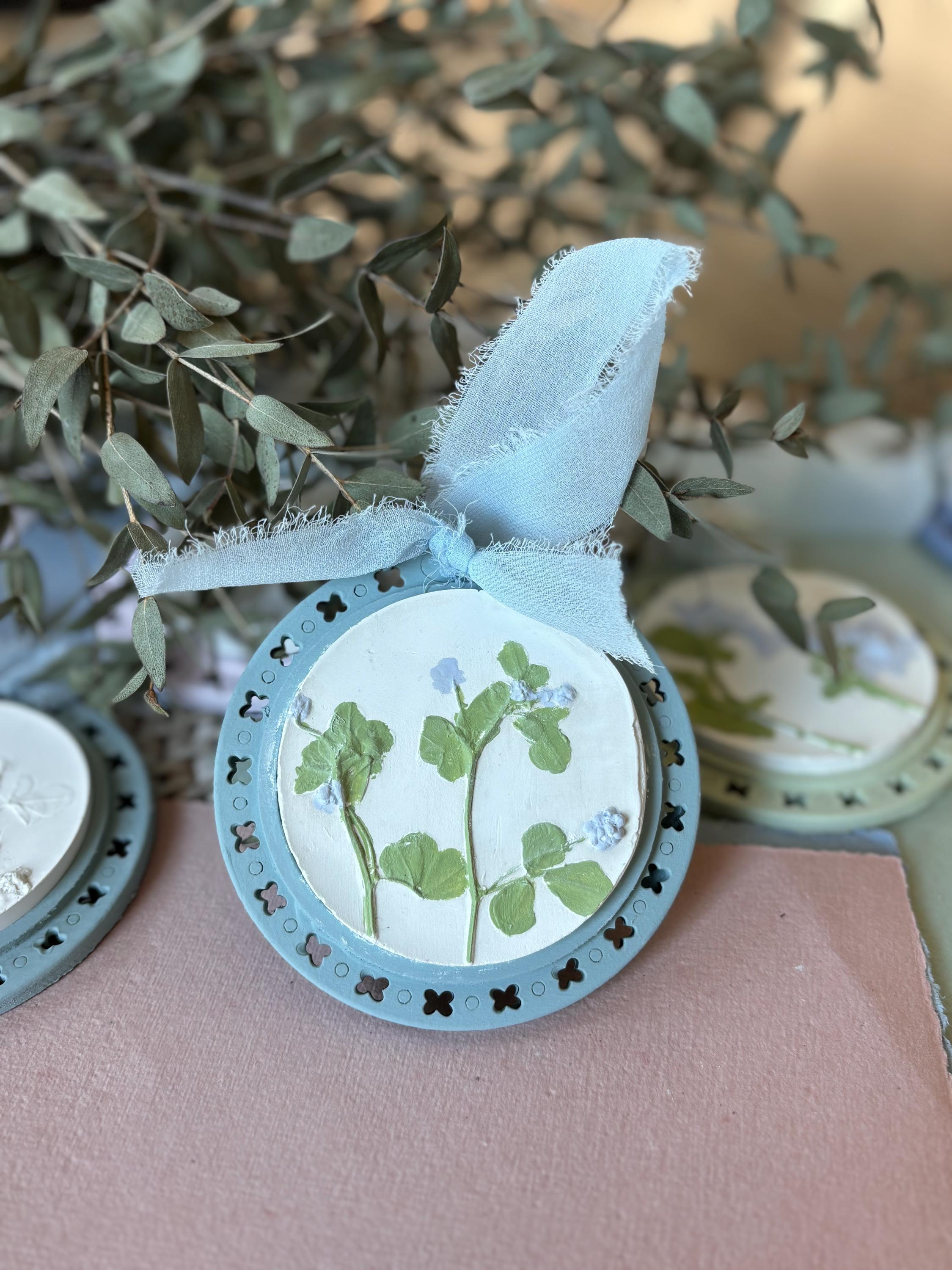 Handmade Floral Intaglio Christmas Ornament: Bas Relief Medallion 4 - MeasureMason Handmade Floral Intaglio Christmas Ornament: Bas Relief Medallion 4