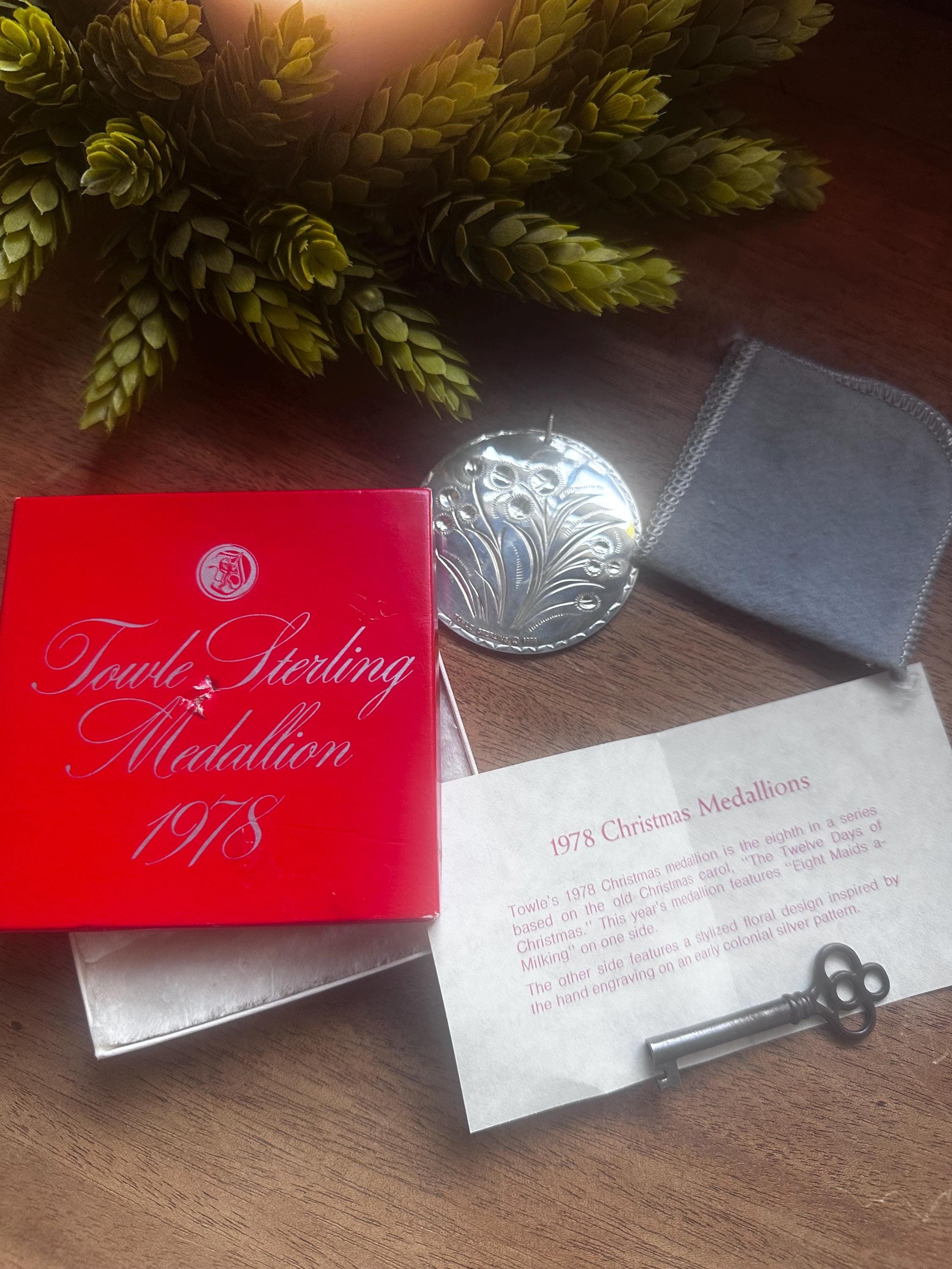Vintage Towle Sterling Silver 1978 Medallion Christmas Ornament - Cross with Original Box & Velvet Bag 3 - MeasureMason Vintage Towle Sterling Silver 1978 Medallion Christmas Ornament - Cross with Original Box & Velvet Bag 3