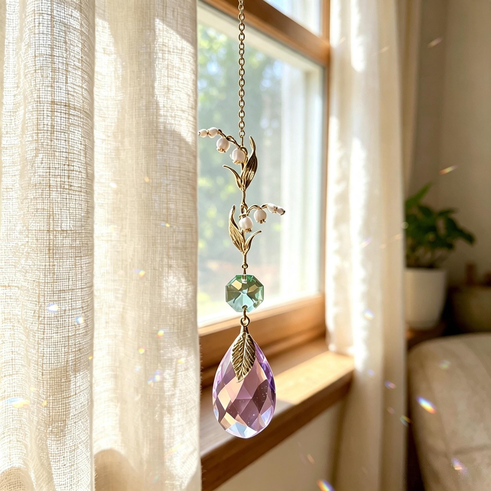 Lily of the Valley Sun Catcher, Crystal Window Hanging, Floral Rainbow Maker, Flower Botanical Home Decor Gift for Her 3 - MeasureMason Lily of the Valley Sun Catcher, Crystal Window Hanging, Floral Rainbow Maker, Flower Botanical Home Decor Gift for Her 3