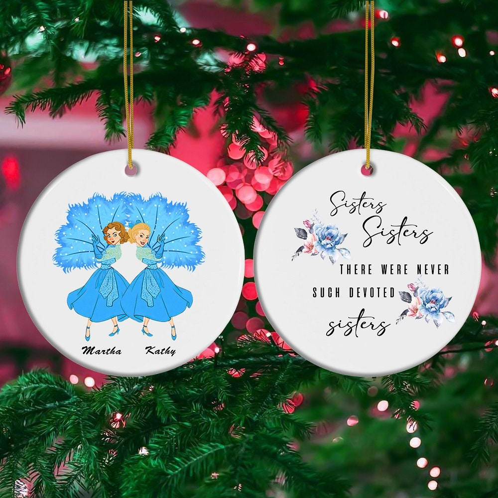 Personalized Sisters Christmas Ornament - Double Sided Ceramic Keepsake Personalized Sisters Christmas Ornament - Double Sided Ceramic Keepsake