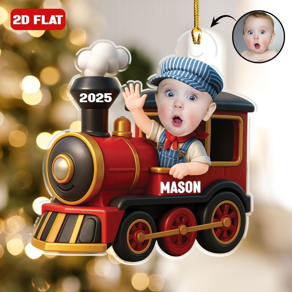 Personalized Railroader Photo Ornament - Custom Name Christmas Tree Decoration Personalized Railroader Photo Ornament - Custom Name Christmas Tree Decoration