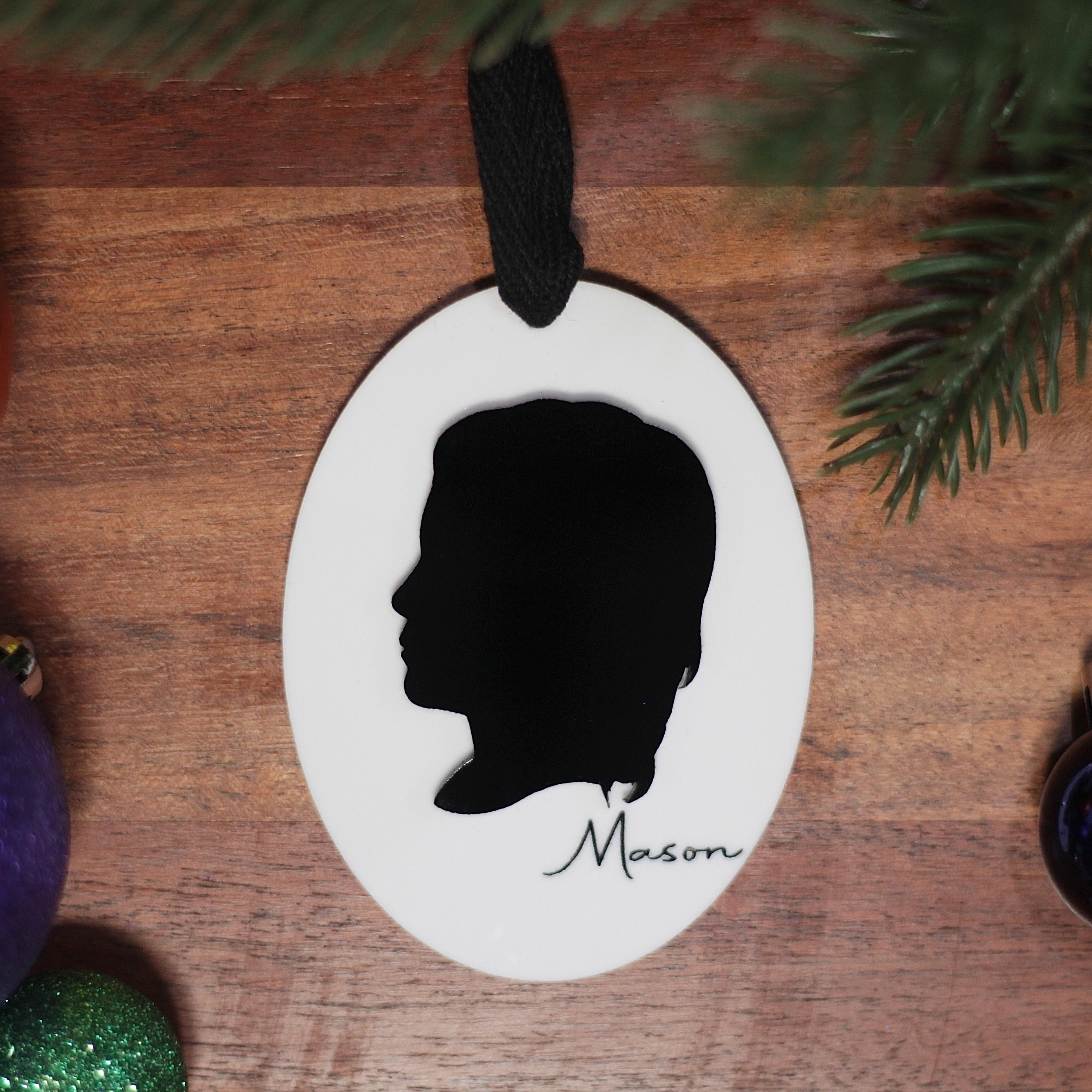 Keepsake Silhouette Ornament – Personalized Hand-Drawn Acrylic Christmas Tree Decoration 1 - MeasureMason Keepsake Silhouette Ornament – Personalized Hand-Drawn Acrylic Christmas Tree Decoration 1