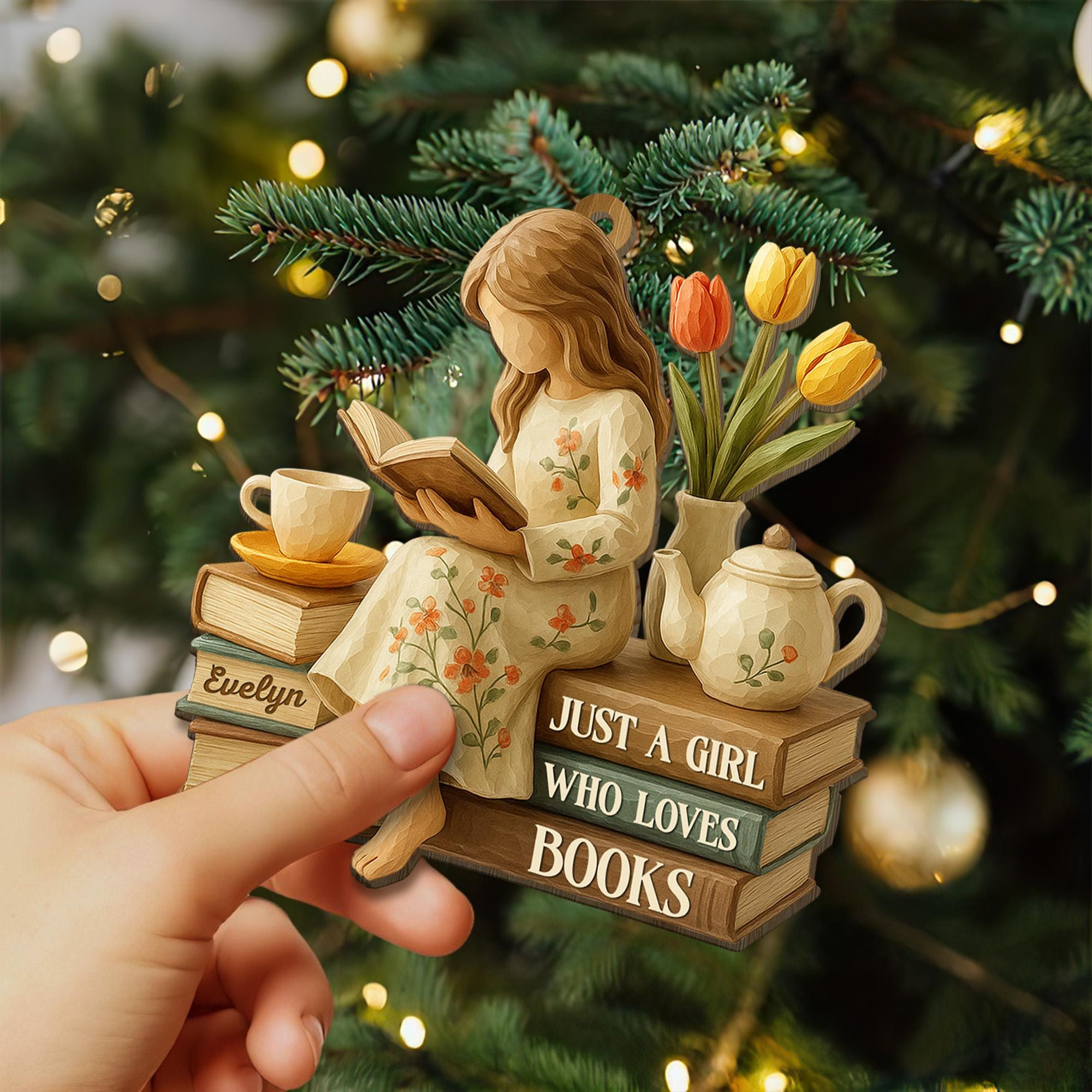 Personalized Just A Girl Who Loves Books 2D Flat Acrylic Ornament - Reading Gift For Book Lovers - Christmas Ornament Fo 3 - MeasureMason Personalized Just A Girl Who Loves Books 2D Flat Acrylic Ornament - Reading Gift For Book Lovers - Christmas Ornament Fo 3