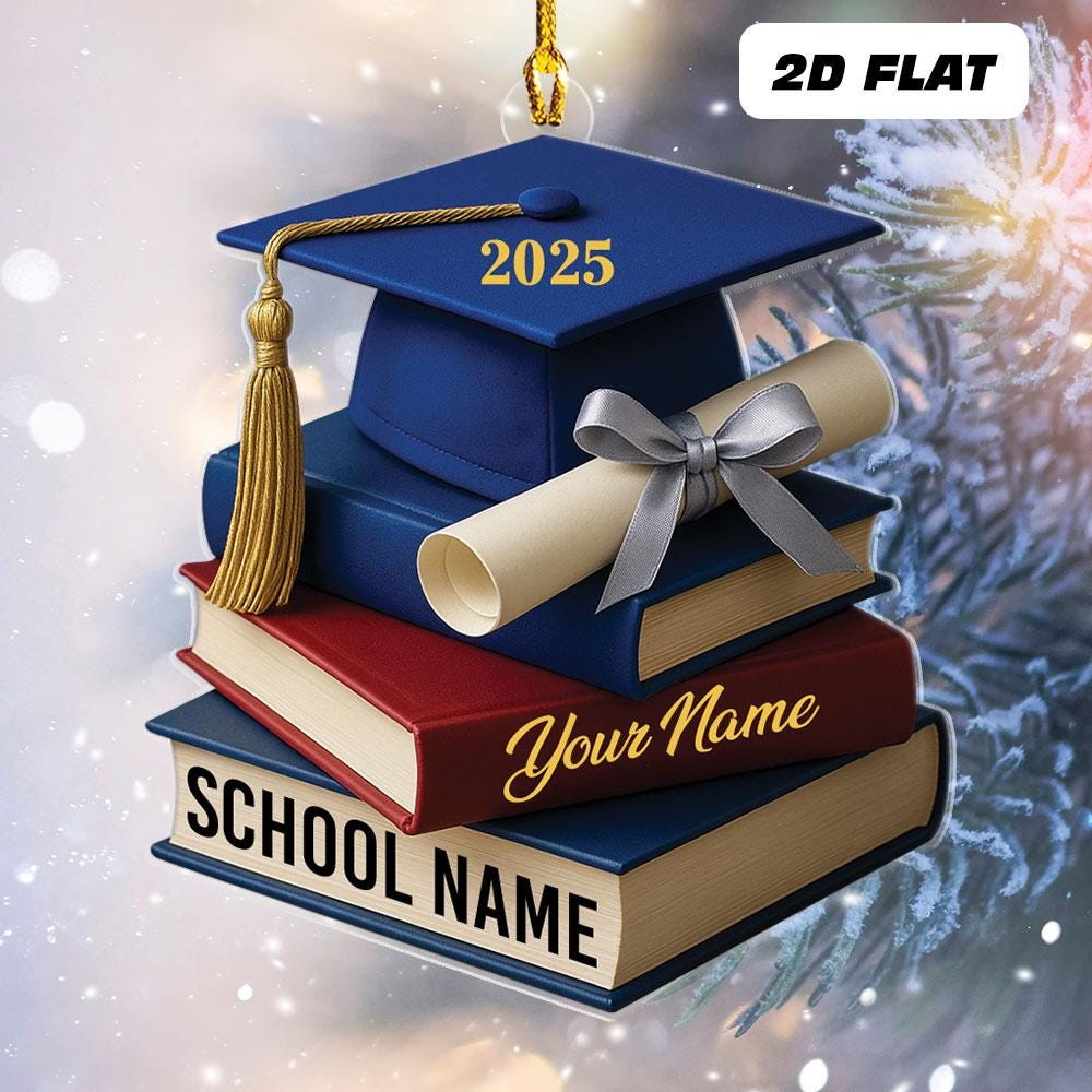 Personalized Graduation Christmas Ornament Flat Acrylic Class Of 2025 High School College Graduate Gift Cap Ornament