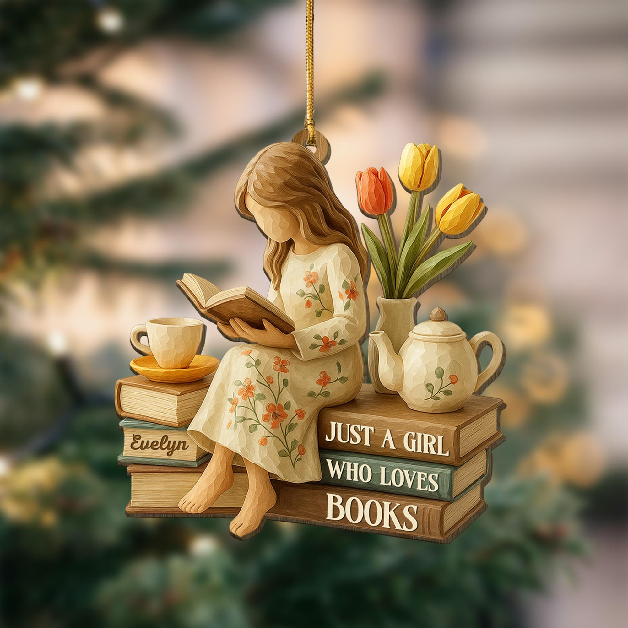 Personalized Just A Girl Who Loves Books 2D Flat Acrylic Ornament - Reading Gift For Book Lovers - Christmas Ornament Fo Personalized Just A Girl Who Loves Books 2D Flat Acrylic Ornament - Reading Gift For Book Lovers - Christmas Ornament Fo