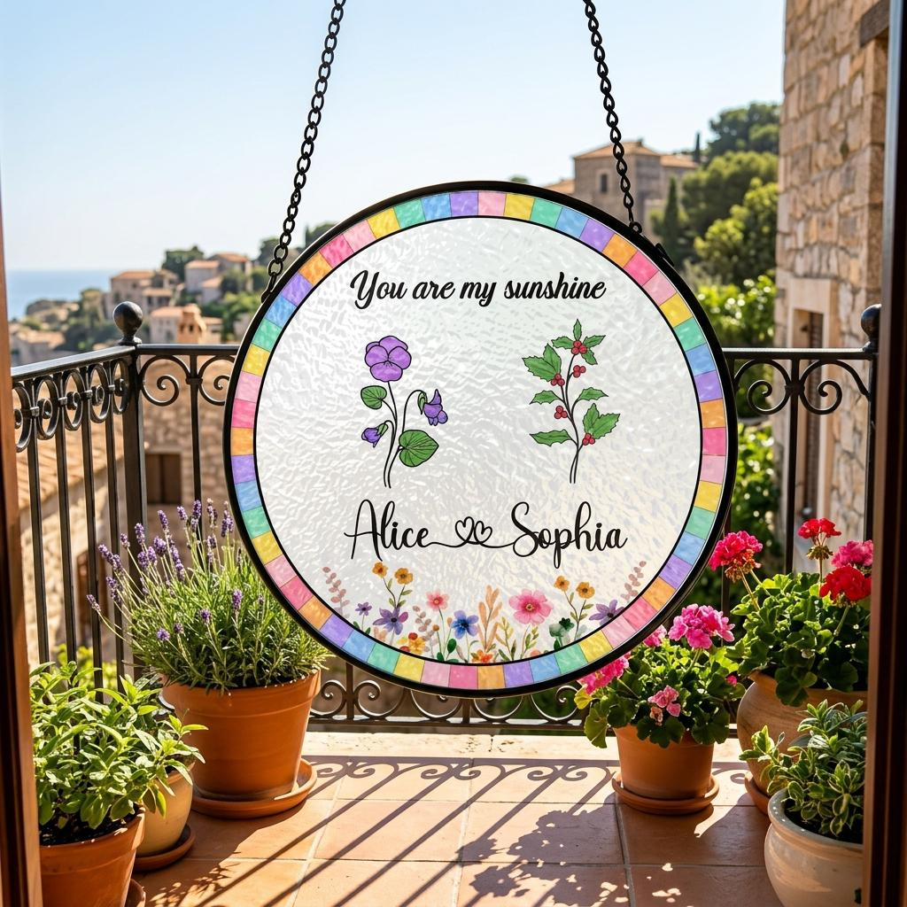 Personalized Christmas Suncatcher Ornament with Family Name, Stained Glass Window Decor, New Home Holiday Gift 3 - MeasureMason Personalized Christmas Suncatcher Ornament with Family Name, Stained Glass Window Decor, New Home Holiday Gift 3