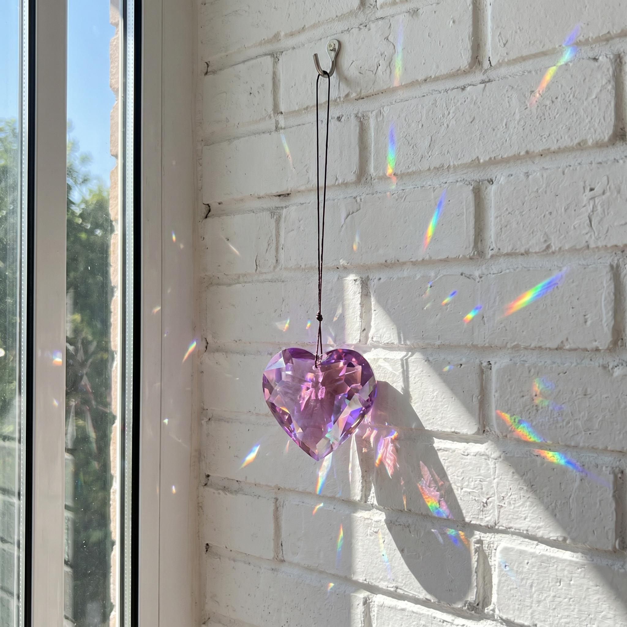 Heart Prism Suncatcher Window Hanging, Crystal Rainbow Maker, Romantic Sun Catcher Gift for Bedroom Decor 4 - MeasureMason Heart Prism Suncatcher Window Hanging, Crystal Rainbow Maker, Romantic Sun Catcher Gift for Bedroom Decor 4