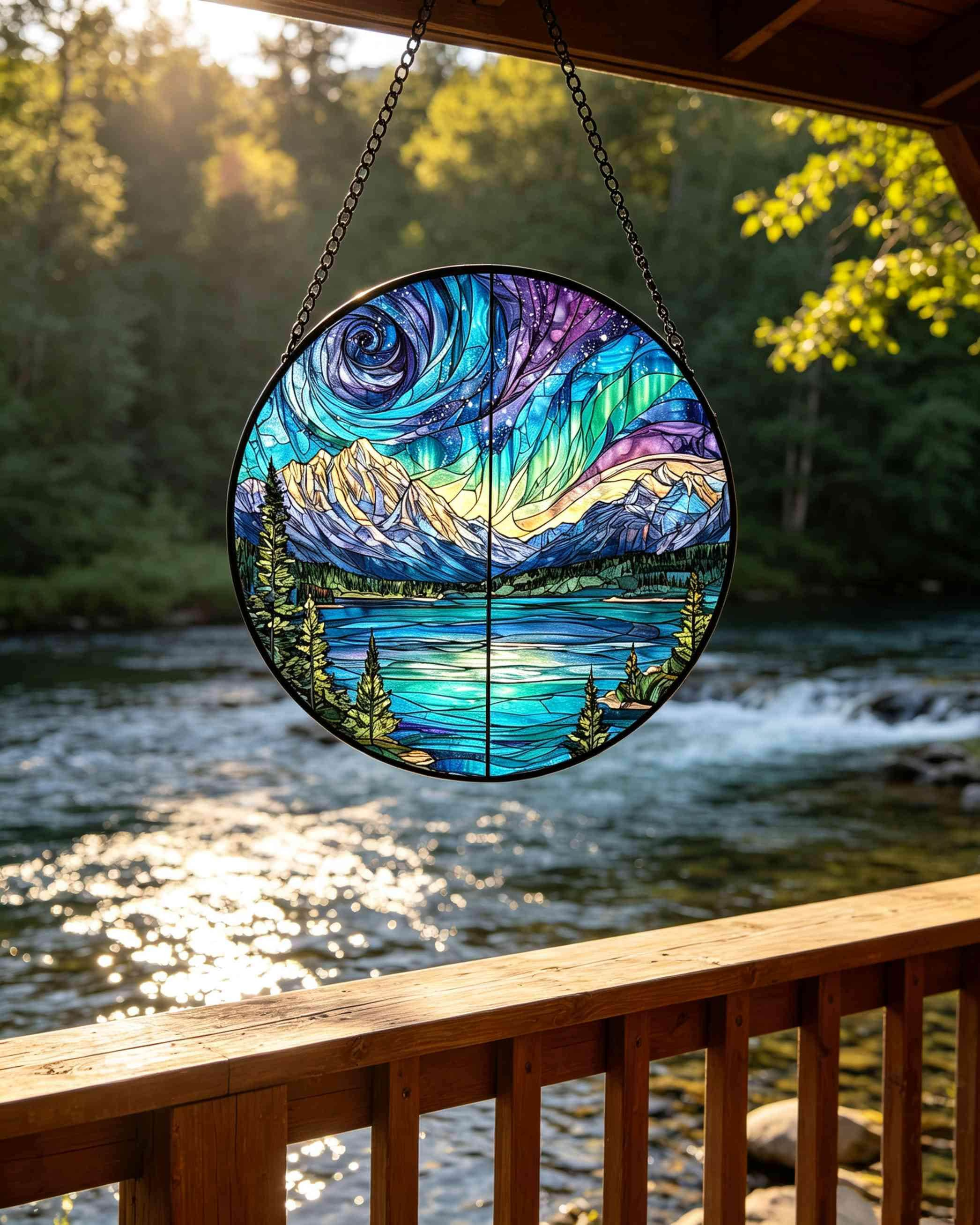 Custom Ocean Sunset Stained Glass Suncatcher, Personalized Beach Decor, Coastal Window Hanging 3 - MeasureMason Custom Ocean Sunset Stained Glass Suncatcher, Personalized Beach Decor, Coastal Window Hanging 3