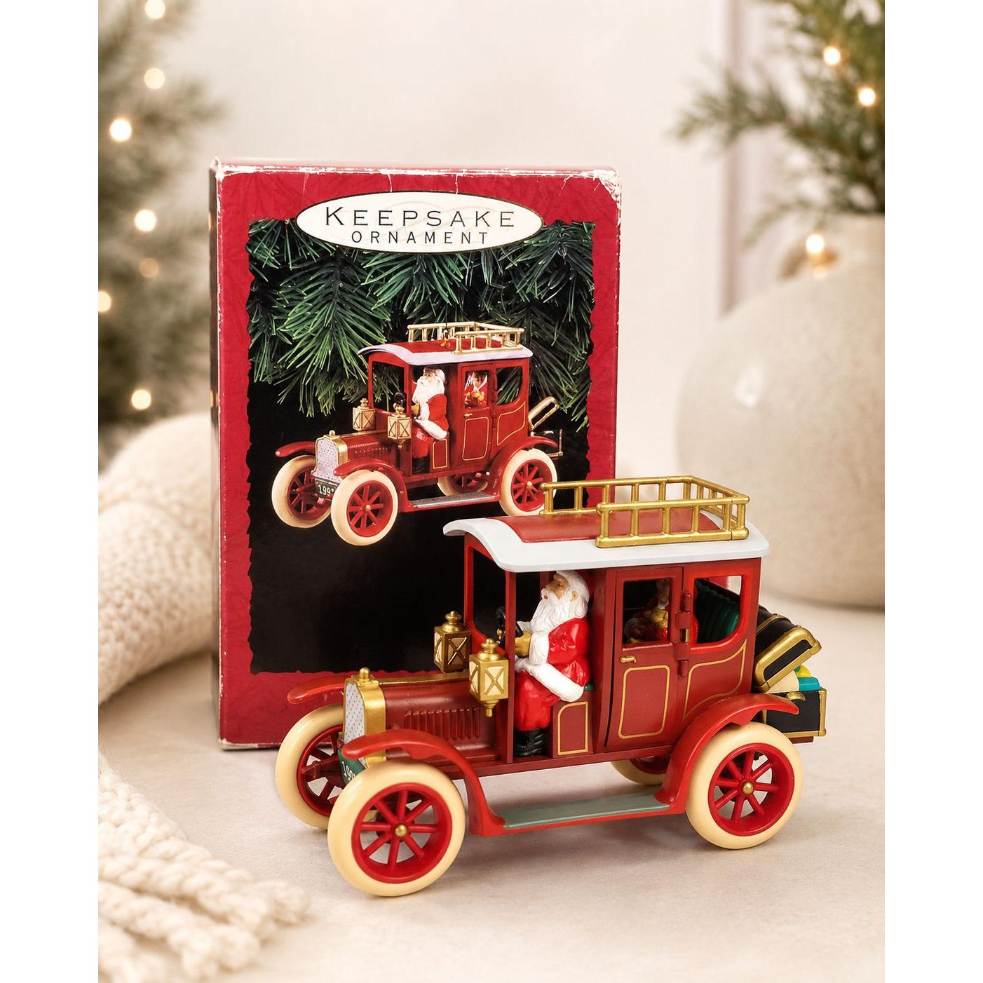 Vintage 1993 Hallmark Keepsake Christmas Ornament Anniversary Edition Santa in Classic Car Collectible Holiday Decor Vintage 1993 Hallmark Keepsake Christmas Ornament Anniversary Edition Santa in Classic Car Collectible Holiday Decor