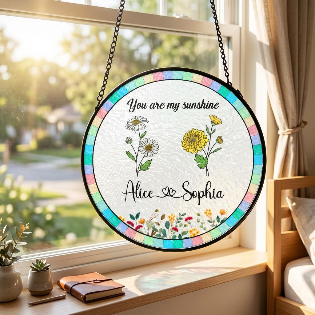 Personalized Christmas Suncatcher Ornament with Family Name, Stained Glass Window Decor, New Home Holiday Gift 2 - MeasureMason Personalized Christmas Suncatcher Ornament with Family Name, Stained Glass Window Decor, New Home Holiday Gift 2