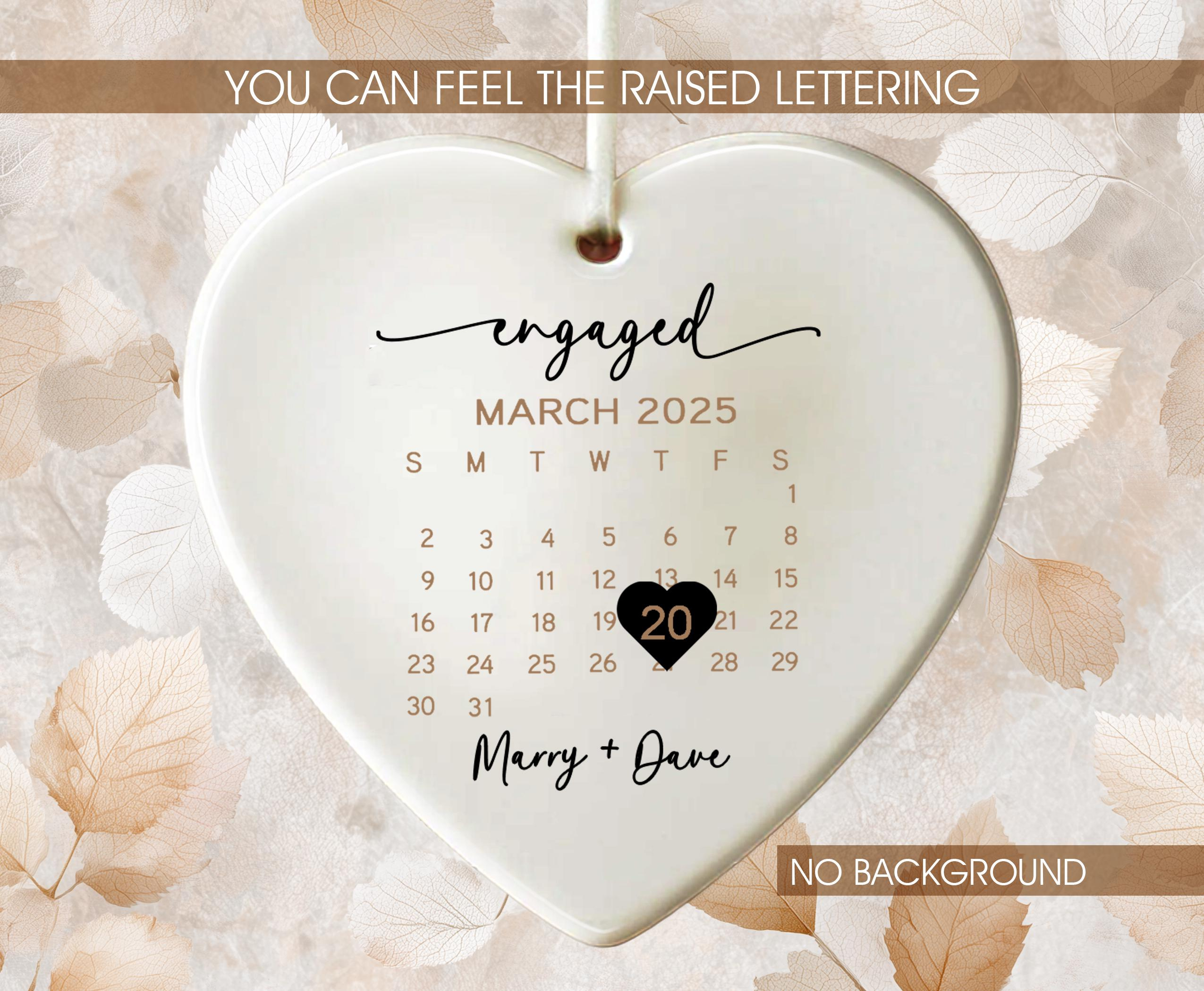 Custom Heart Ceramic Engagement Ornament - Personalized Names & Dates Keepsake 4 - MeasureMason Custom Heart Ceramic Engagement Ornament - Personalized Names & Dates Keepsake 4