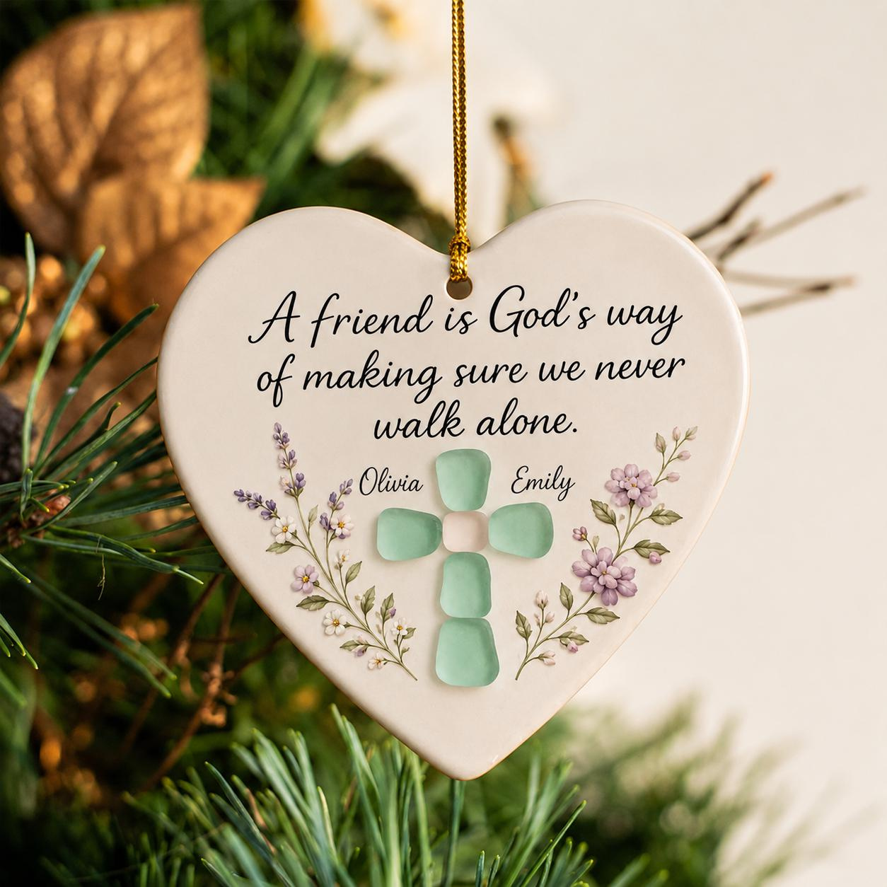 Personalized Heart Ceramic Christmas Ornament with Acrylic Cross, Christian Best Friend Gift, Sister in Christ 1 - MeasureMason Personalized Heart Ceramic Christmas Ornament with Acrylic Cross, Christian Best Friend Gift, Sister in Christ 1