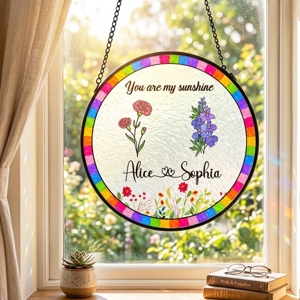 Personalized Christmas Suncatcher Ornament with Family Name, Stained Glass Window Decor, New Home Holiday Gift Personalized Christmas Suncatcher Ornament with Family Name, Stained Glass Window Decor, New Home Holiday Gift