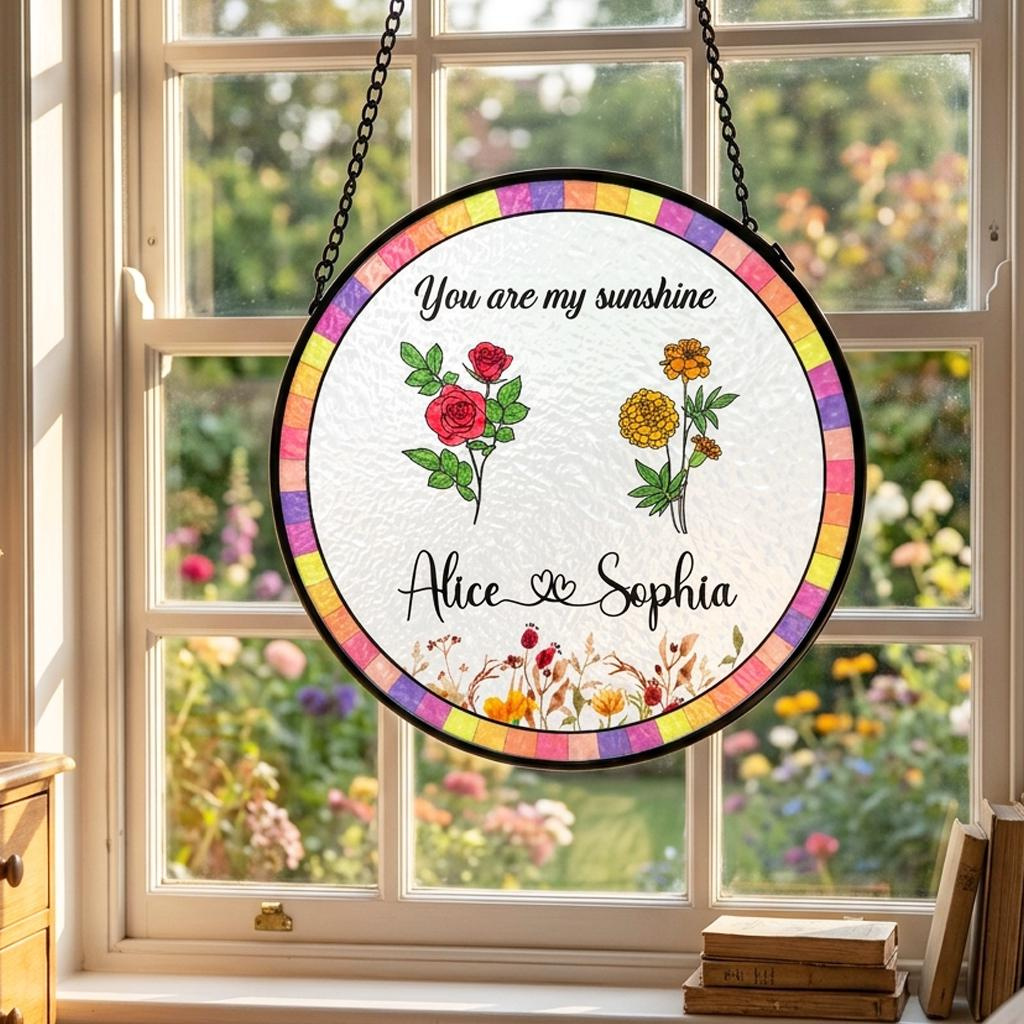 Personalized Christmas Suncatcher Ornament with Family Name, Stained Glass Window Decor, New Home Holiday Gift 1 - MeasureMason Personalized Christmas Suncatcher Ornament with Family Name, Stained Glass Window Decor, New Home Holiday Gift 1