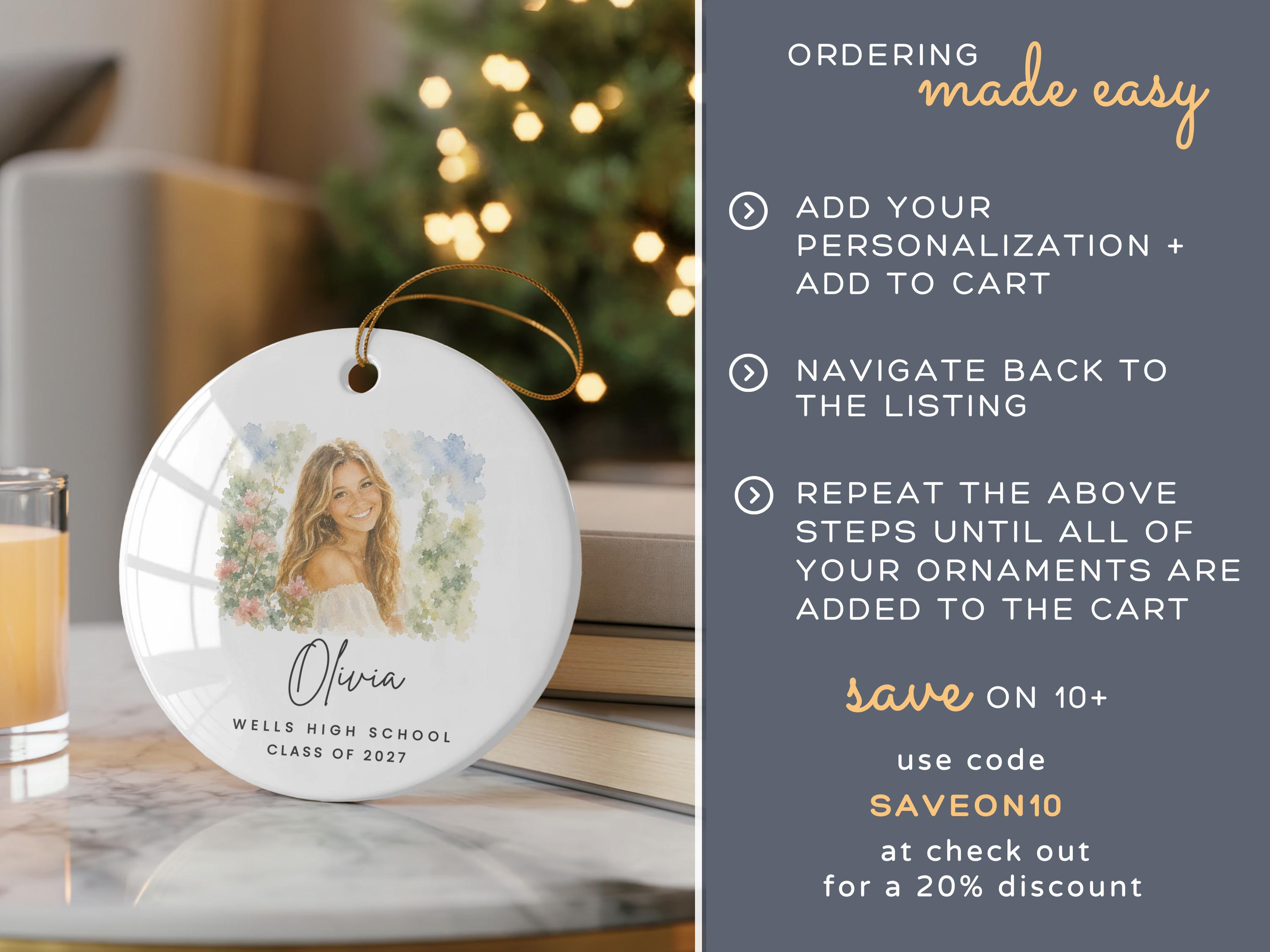 Personalized Senior 2027 Ornament, Custom Watercolor Photo Graduation Keepsake, Class of 2027 Christmas Gift 4 - MeasureMason Personalized Senior 2027 Ornament, Custom Watercolor Photo Graduation Keepsake, Class of 2027 Christmas Gift 4