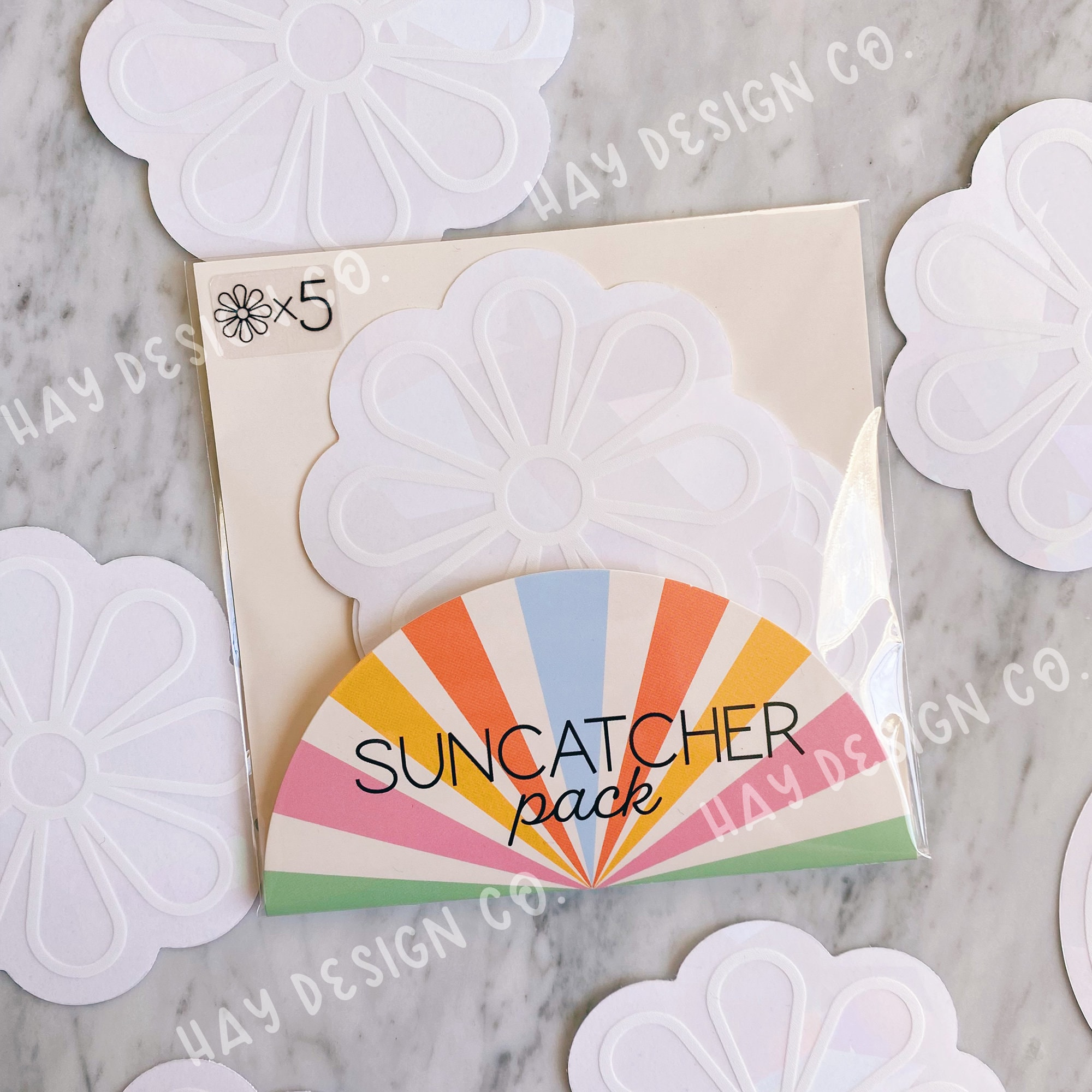 Flower Suncatcher Pack of 3 or 5 - Rainbow Maker - Prismatic Window Decal Sticker Flower Suncatcher Pack of 3 or 5 - Rainbow Maker - Prismatic Window Decal Sticker