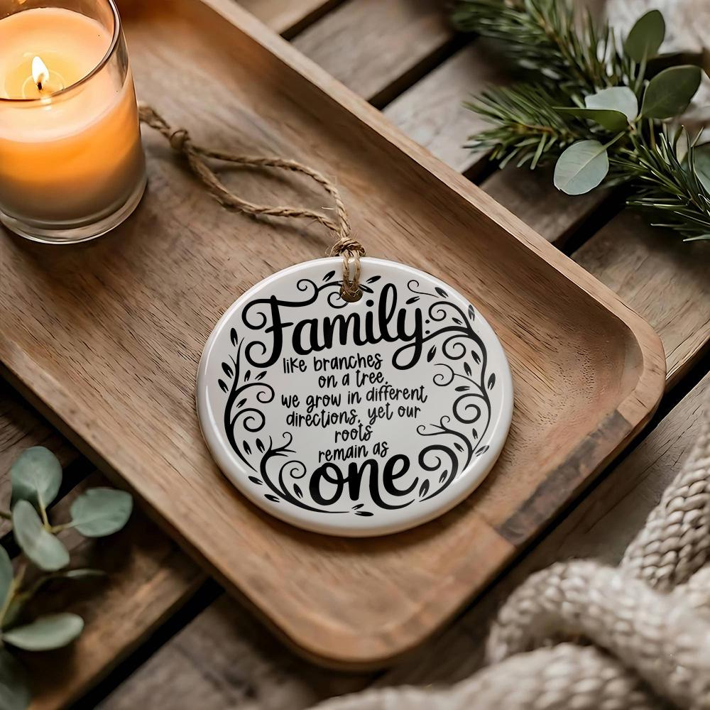 Family Roots Personalized Ceramic Christmas Ornament - Custom Holiday Keepsake