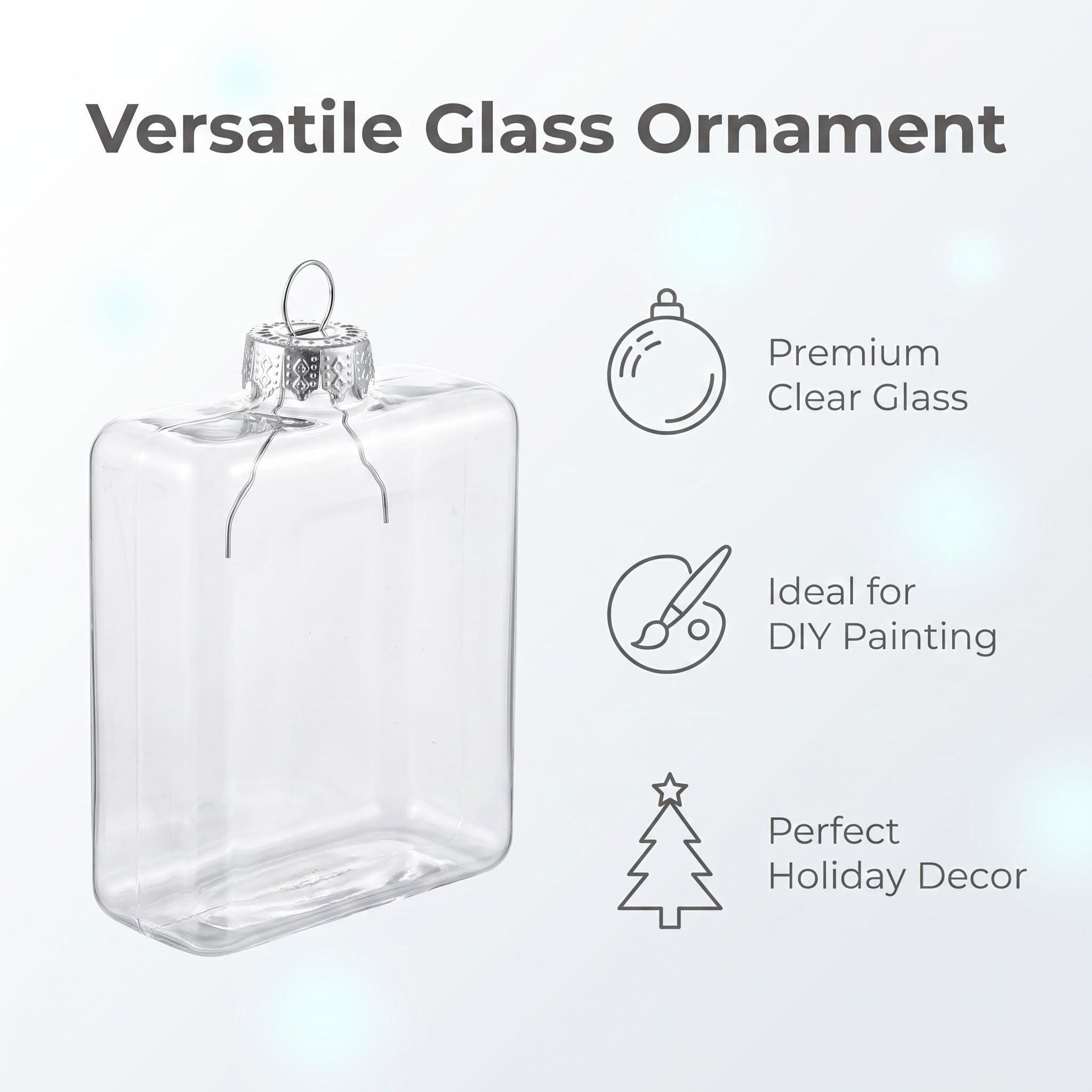 10 Pack 3.15" Glass Flat Square Cube Ornaments DIY Paintable Fillable Christmas Decor 80mm 4 - MeasureMason 10 Pack 3.15" Glass Flat Square Cube Ornaments DIY Paintable Fillable Christmas Decor 80mm 4
